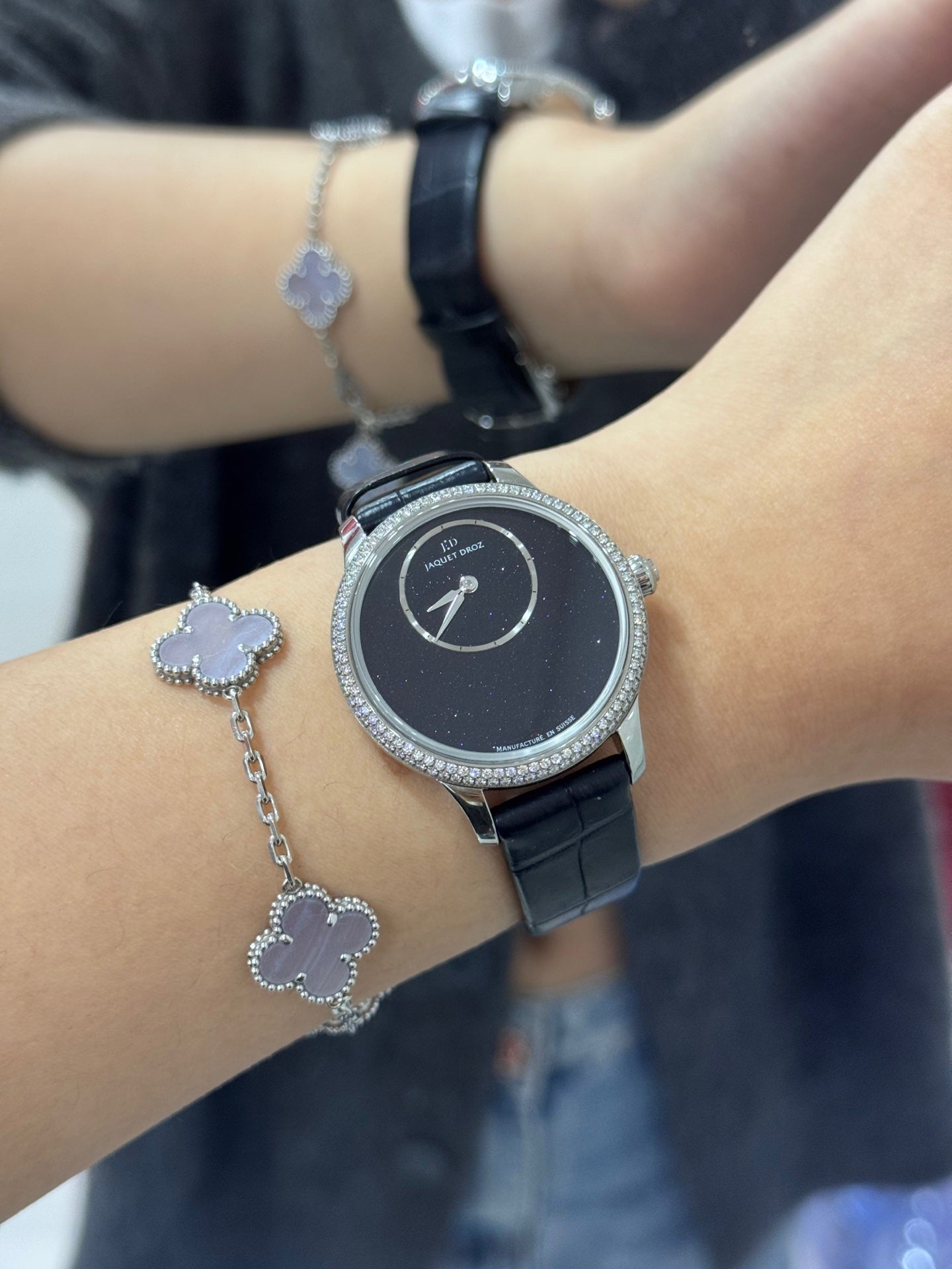 雅克德罗 Jaquet Droz 时分小针盘系列 J005000271 砂金石镶钻 35毫米 自动机械 99新单表