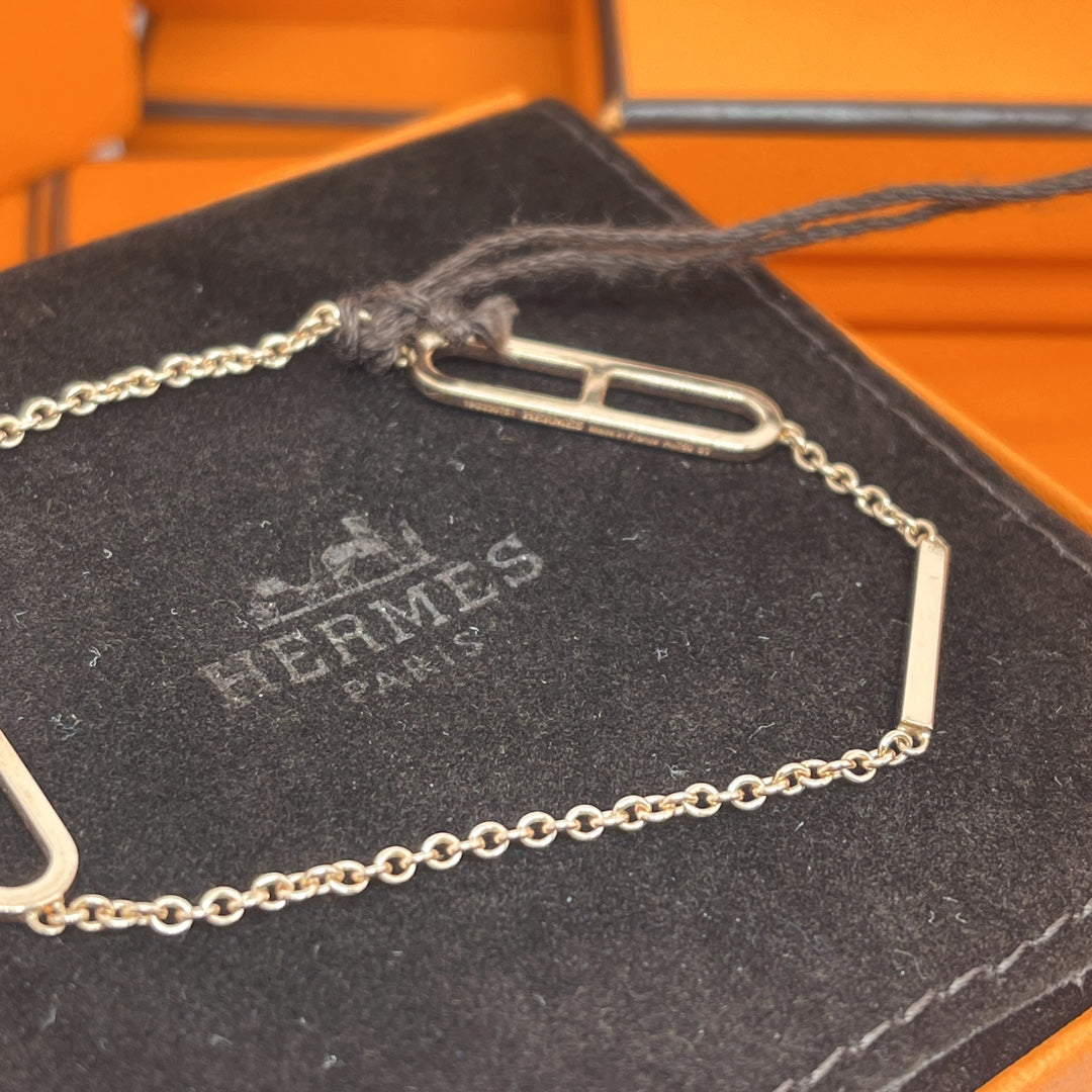 Hermès Chaine d'Ancre Pig Nose Bracelet, 18K Rose Gold, SH No., Exquisite, In Stock, Comes with Box