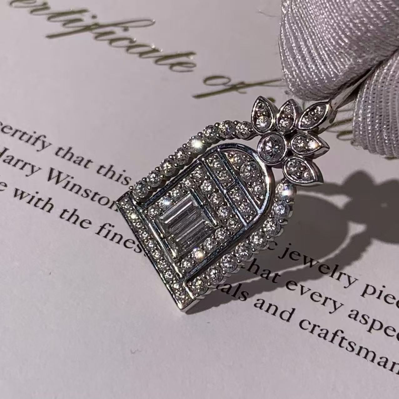 Harry Winston Winston Gates Platinum Full Diamond Pendant, 2025, Full Set Available Now