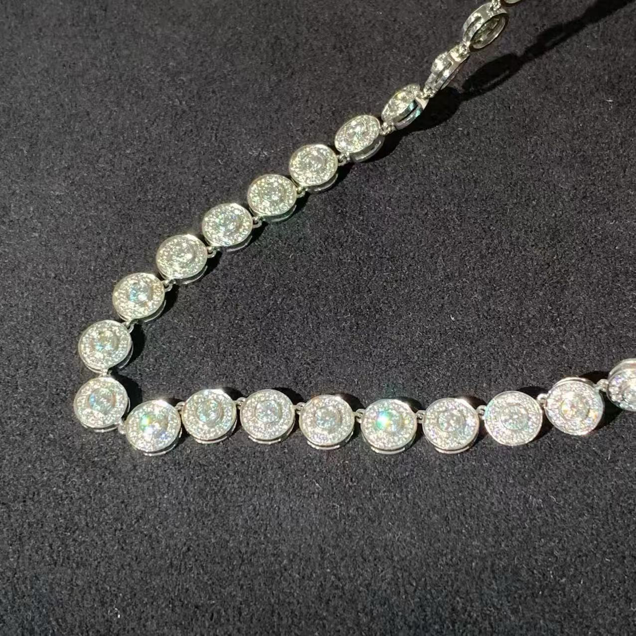 Tiffany & Co. CIRCLET Collection 18K White Gold Full Diamond Round Necklace with Top-Quality Beads and Box
