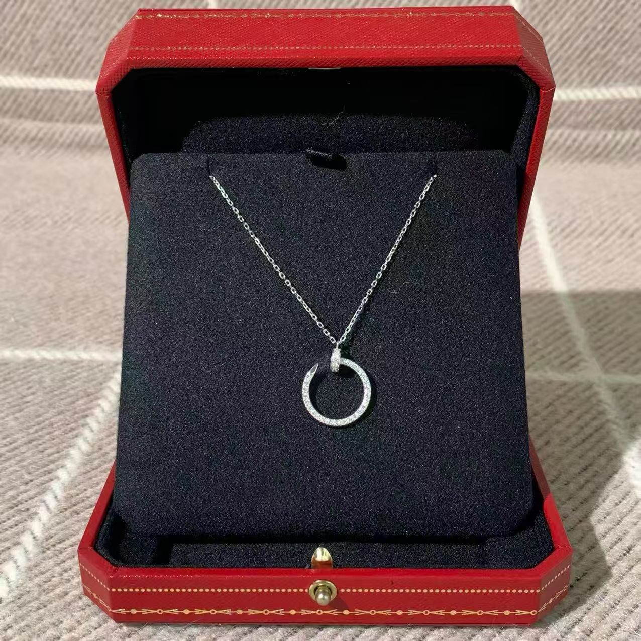 Cartier Juste un Clou 18K white gold full diamond necklace, purchased in 2023 (full set).