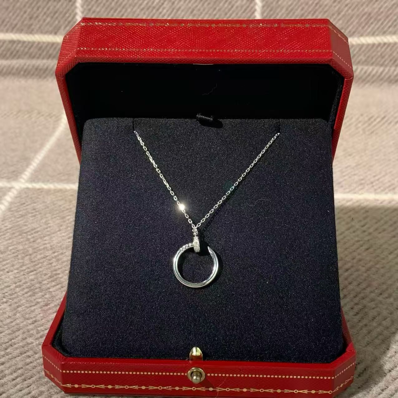 Cartier Juste un Clou 18K white gold full diamond necklace, purchased in 2023 (full set).