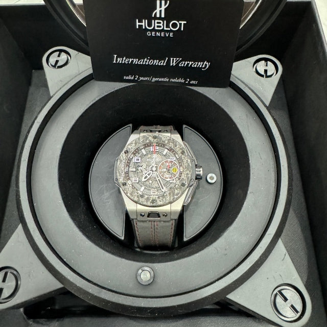 Hublot 宇舶 大爆炸 系列 401.NJ.0123.VR 自动机械,附件全套,微喷钛,表经45mm,日期显示 全套现货