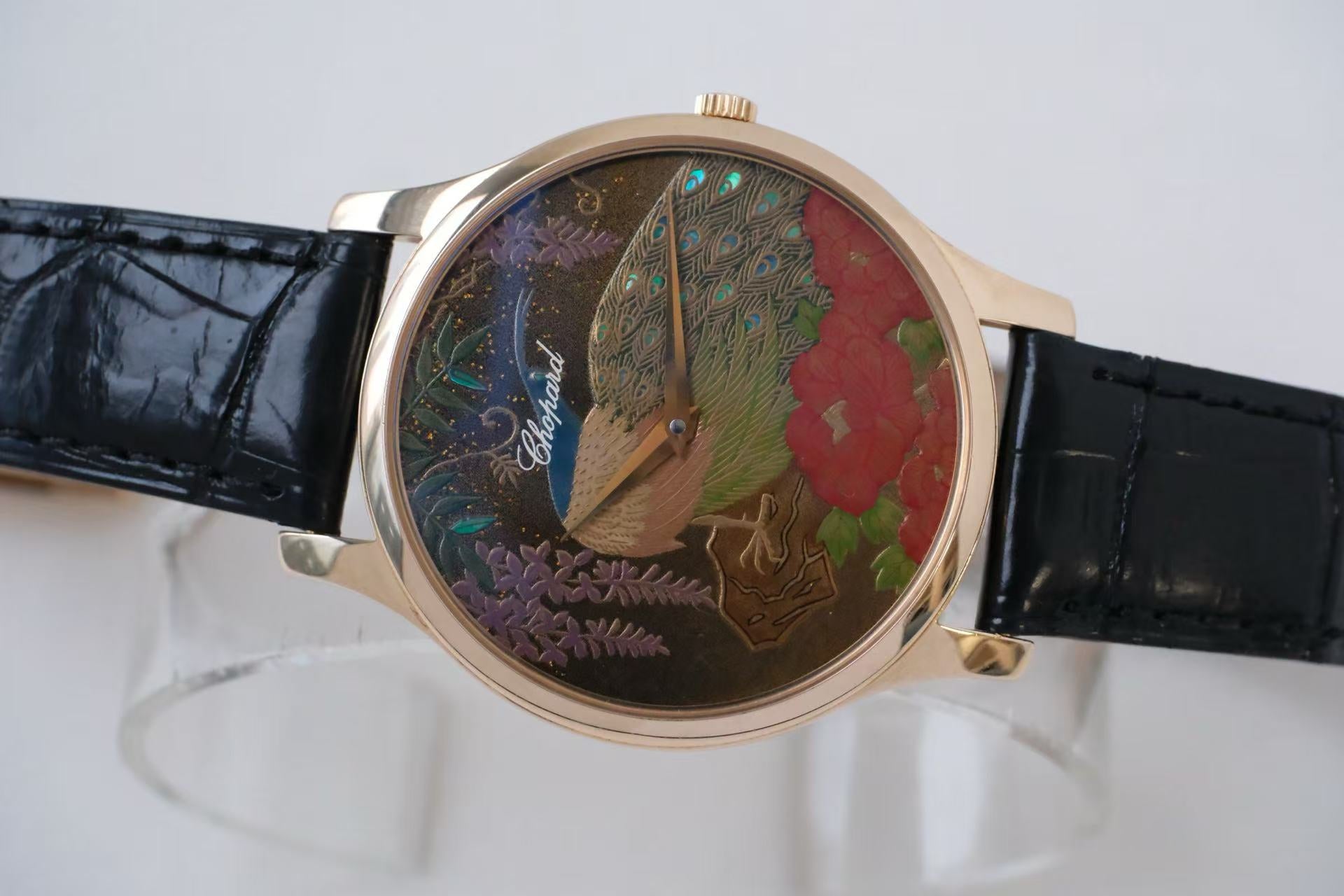 ✦ 萧邦 Chopard L.U.C 系列 39.5毫米 18K玫瑰金 莳绘工艺孔雀表盘