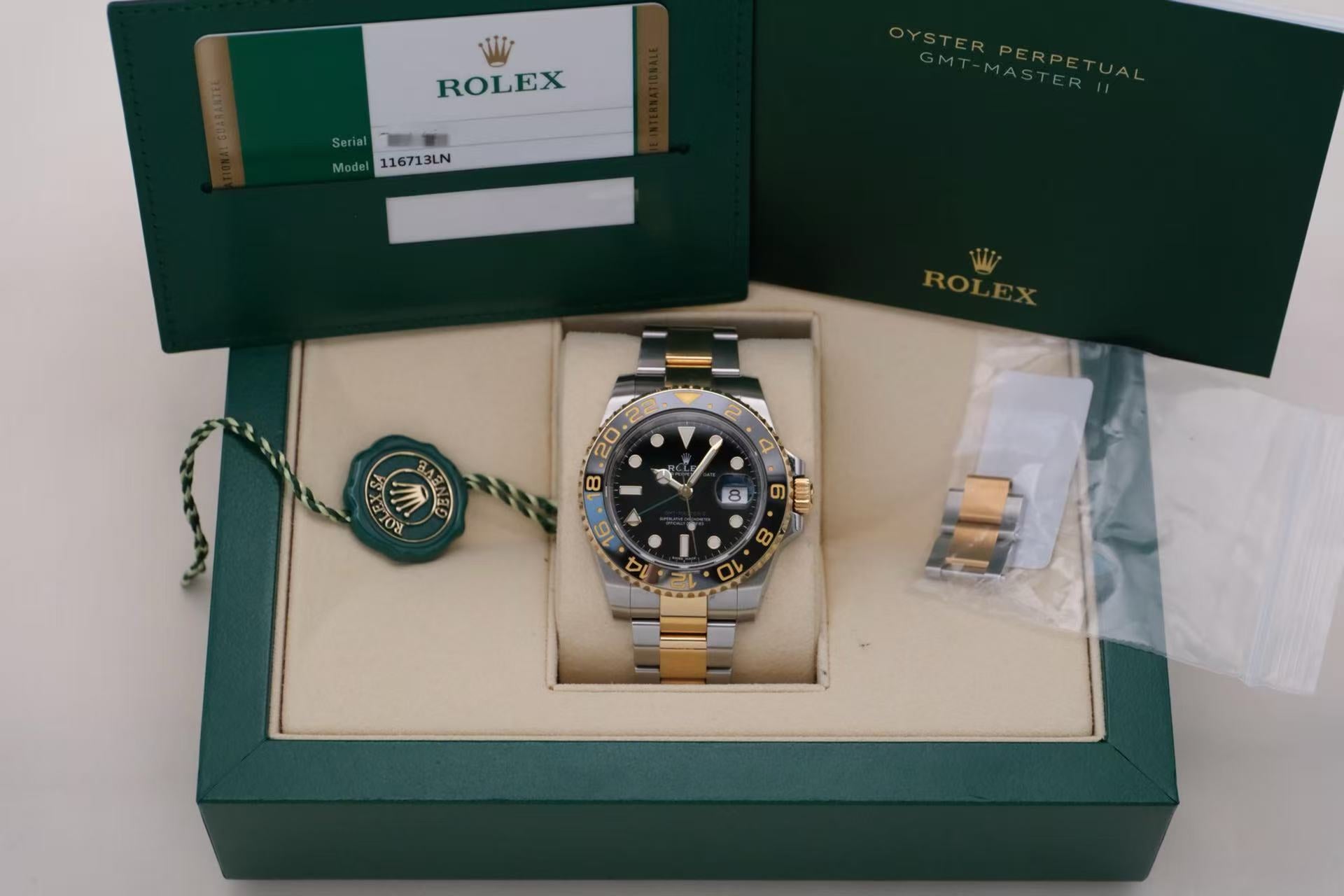劳力士 Rolex 格林尼治型 II 116713LN 18K黄金间钢 小绿针 自动机械 40mm