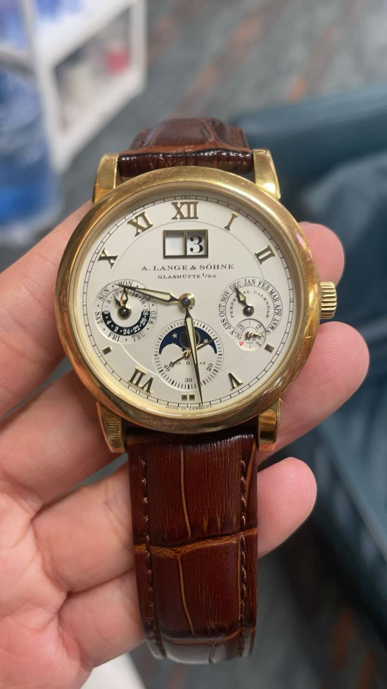 ✦ A. Lange & Söhne Saxonia 38.5mm 18K Gold Perpetual Calendar Watch