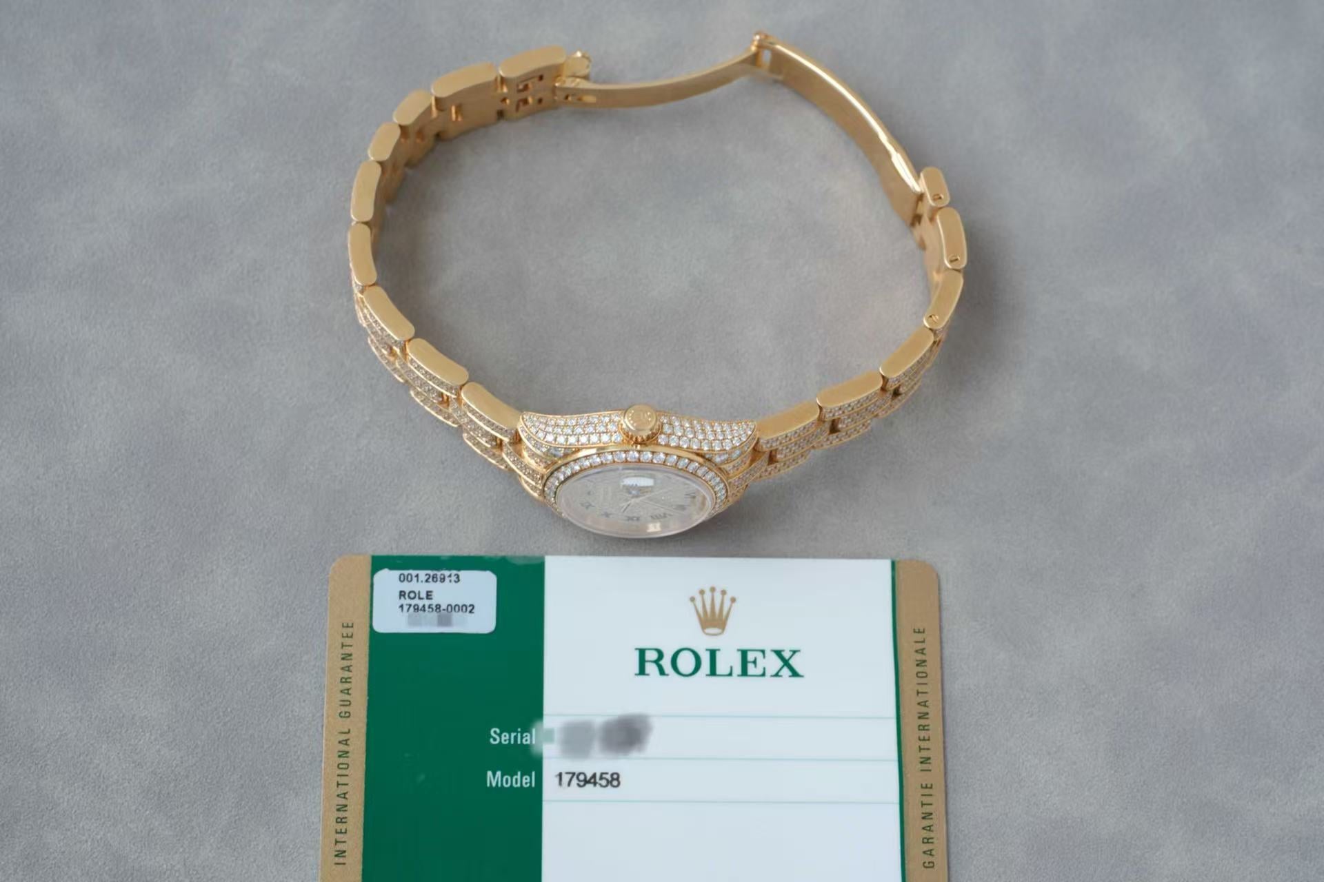 ✦ Rolex Women's Datejust 26mm 18K Gold Diamond-Studded Watch, Original Fully Diamond-Studded, 179458