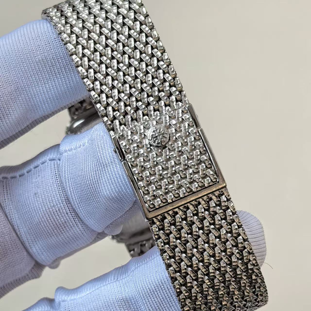 ✦ Patek Philippe 3617 Vintage 18K White Gold Bezel with Original Diamond-Set Hammered Bracelet (Unique Collector's Item/Total Weight 90.8g)