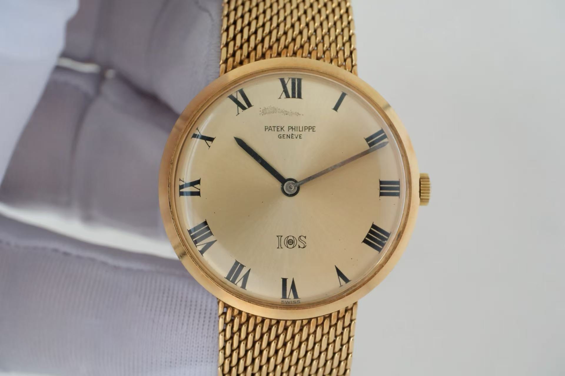 ✦ 百达翡丽 Patek Philippe IOS 定制版 33毫米 18K黄金 编织金带 型号 3562 (70年代精英奖章/现货)