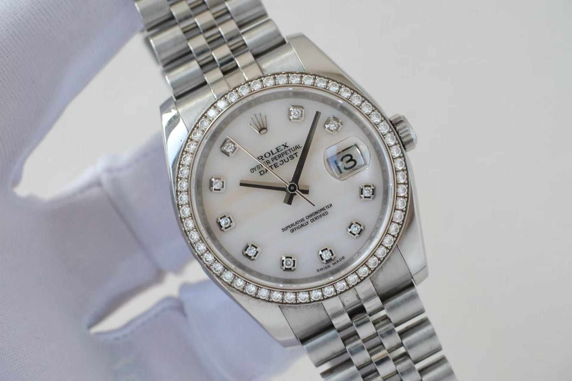 ✦ 劳力士 Rolex 日志型 36毫米 不锈钢 稀缺碎碟贝母钻面 116244 (2011年全套全长/含收据)