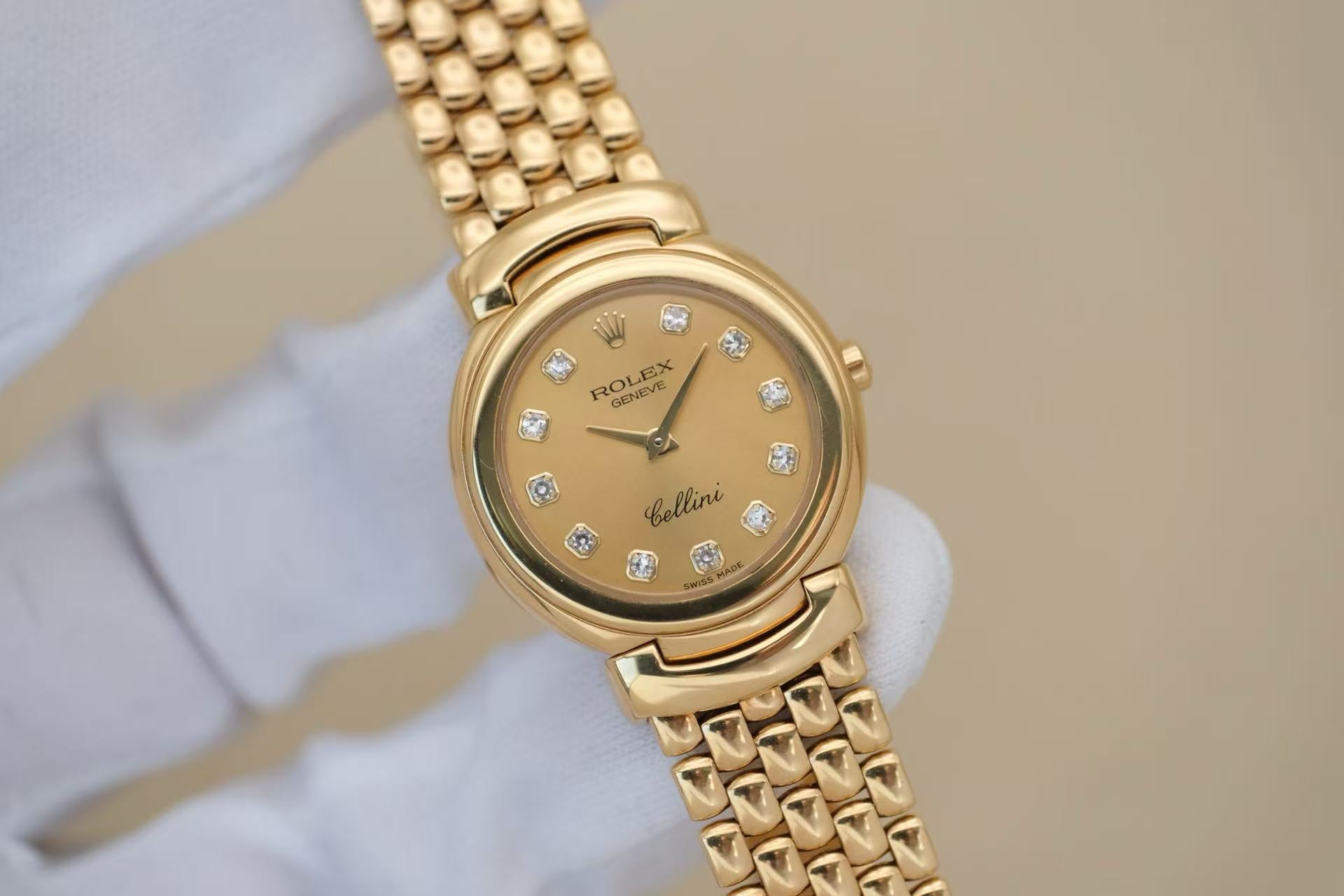 ✦ 劳力士 Rolex 切利尼系列 26毫米 18K黄金 奢华钻面 石英女表 6621 (优雅艺术/单表现货)