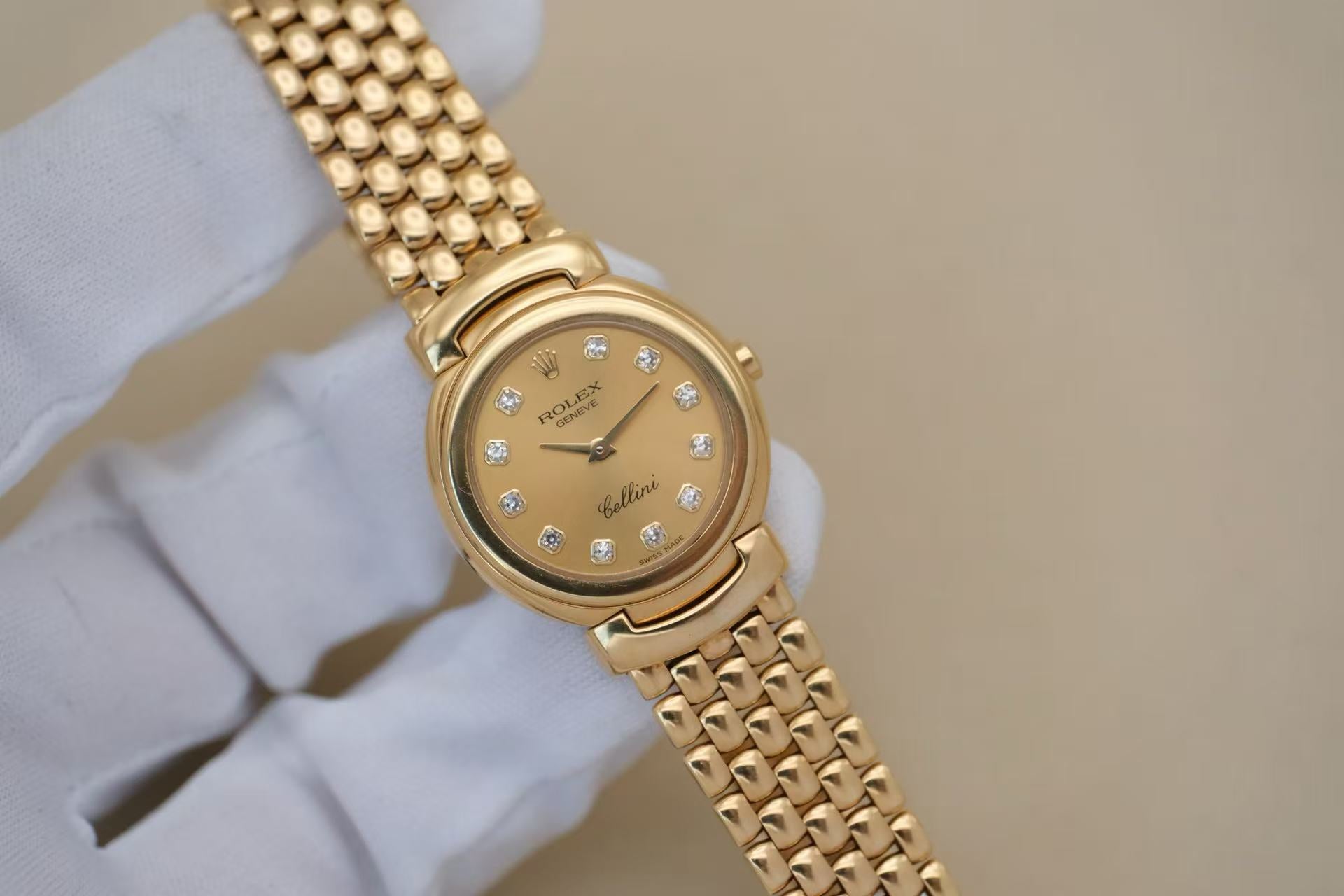✦ 劳力士 Rolex 切利尼系列 26毫米 18K黄金 奢华钻面 石英女表 6621 (优雅艺术/单表现货)