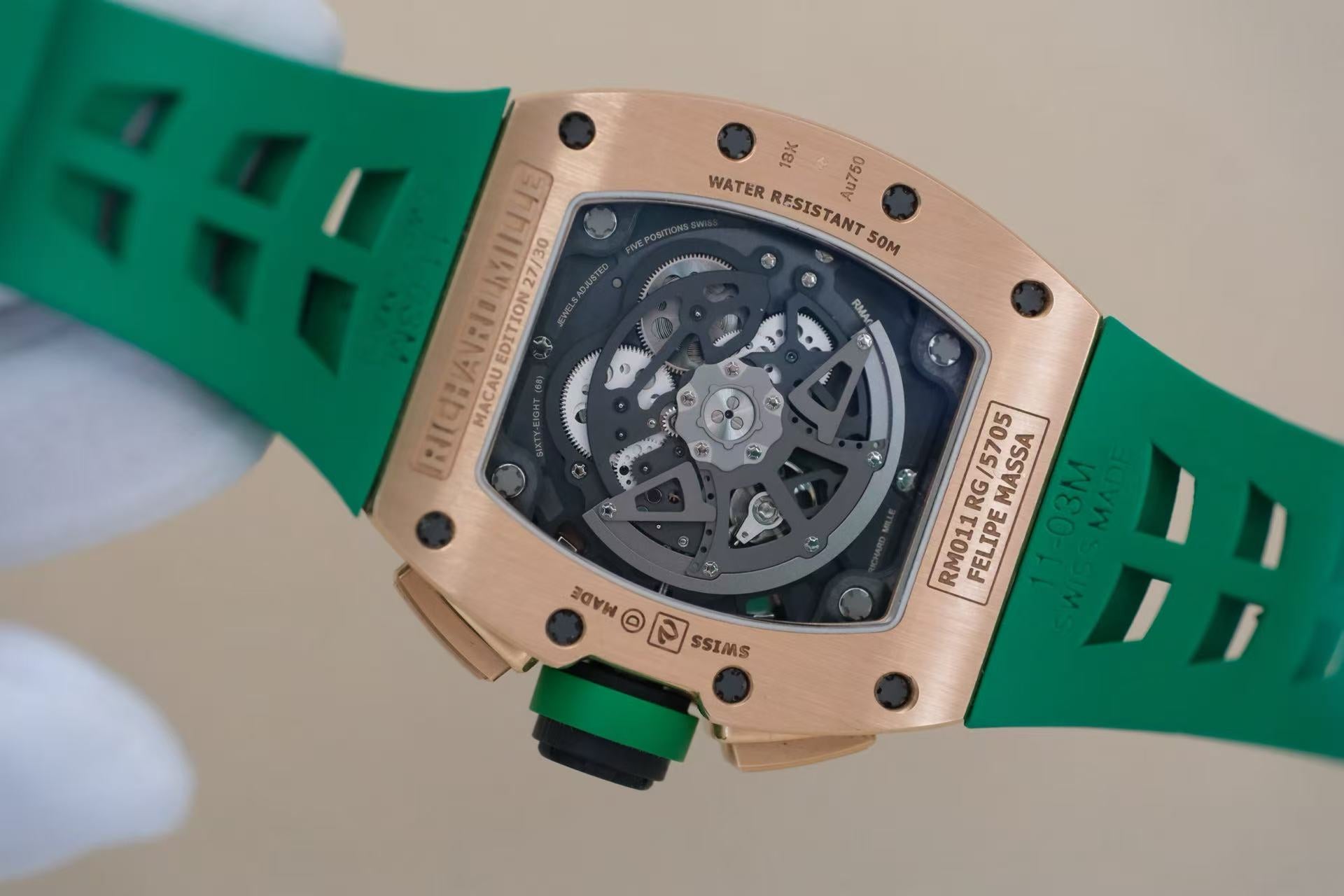 ✦ Richard Mille RM011 RG Macau Limited Edition 18K Rose Gold Rough Diamond (Limited to 30 pieces worldwide / Dual Certificates issued in 2016)