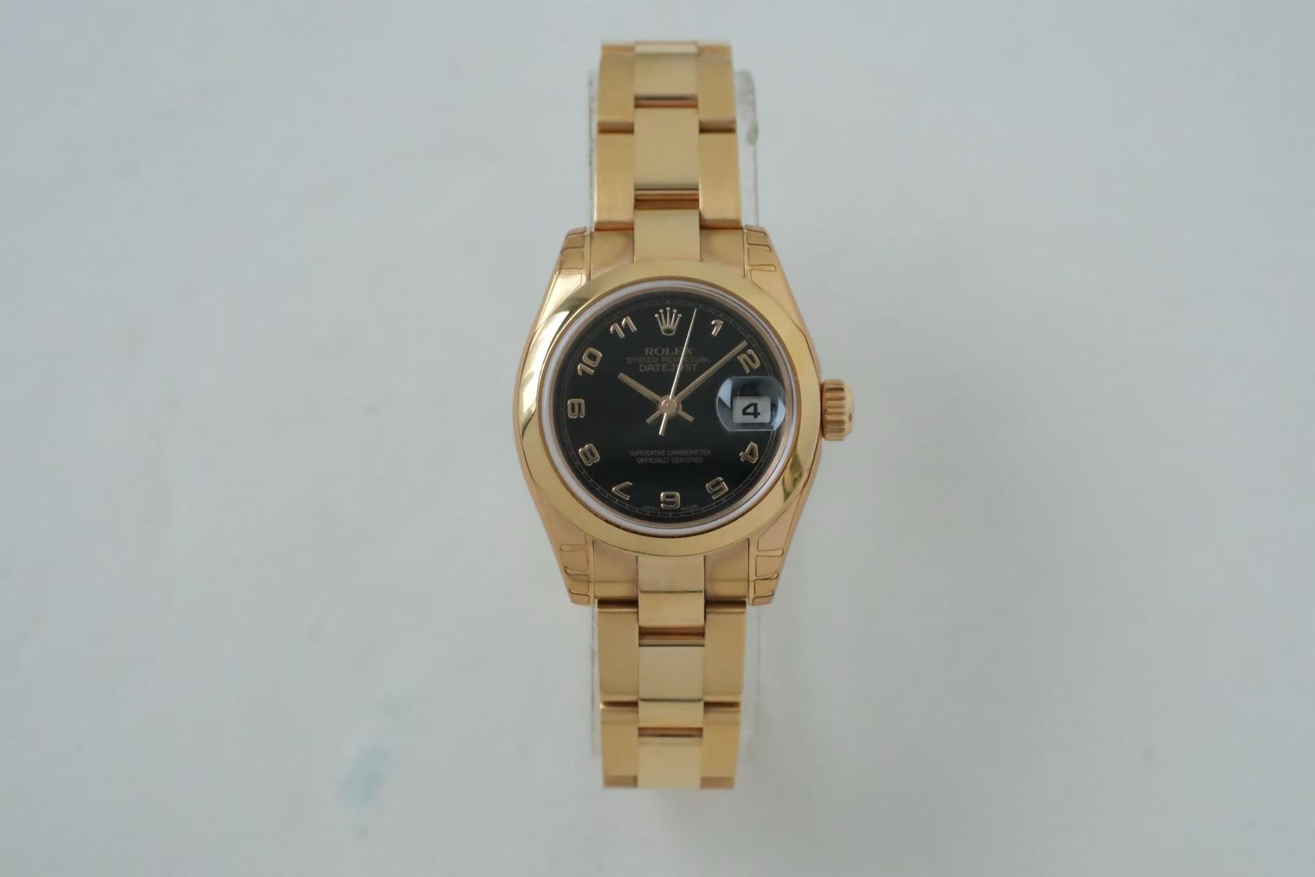 ✦ Rolex Lady Datejust 26mm 18K Rose Gold Black Dial 179165 (Complete Set/99% New, Try-on Condition)