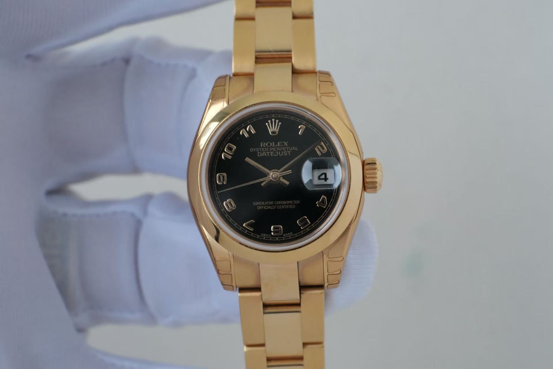 ✦ 劳力士 Rolex 女装日志型 26毫米 18K玫瑰金 黑盘 179165 (大全套/99新试戴品相)