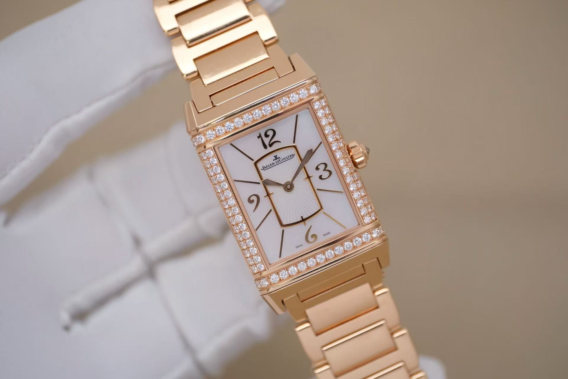 ✦ Jaeger-LeCoultre Reverso Q3212102 40x24mm 18K Rose Gold Diamond-Set Manual Mechanical Women's Watch