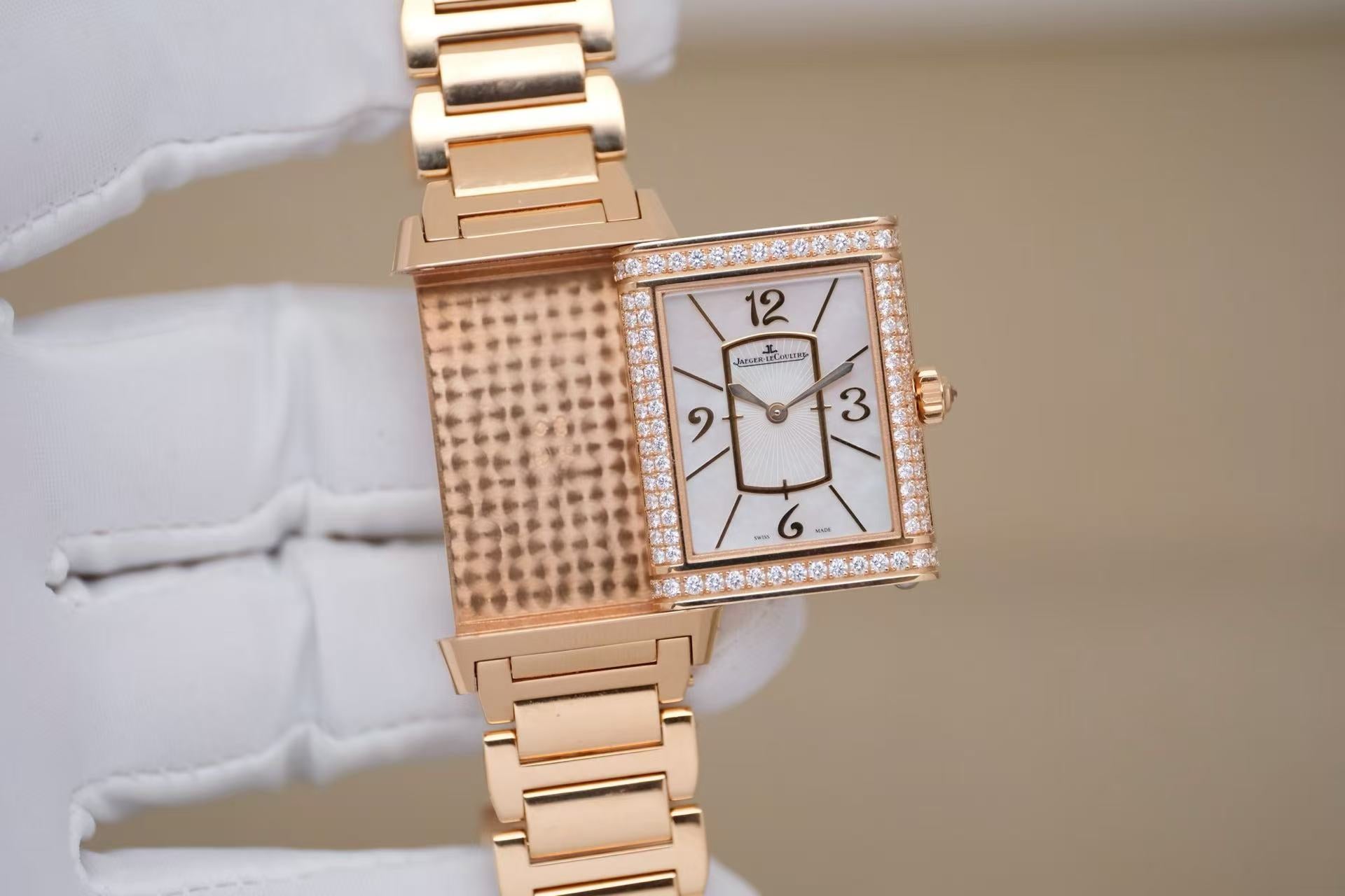 ✦ Jaeger-LeCoultre Reverso Q3212102 40x24mm 18K Rose Gold Diamond-Set Manual Mechanical Women's Watch