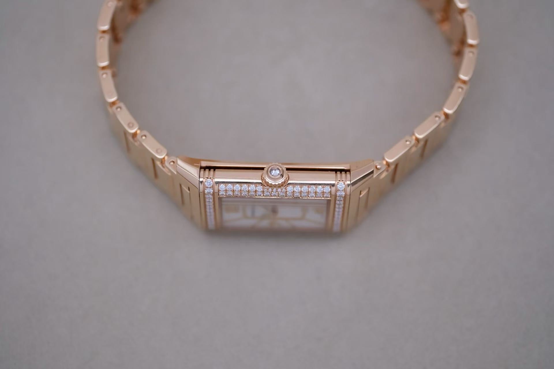 ✦ Jaeger-LeCoultre Reverso Q3212102 40x24mm 18K Rose Gold Diamond-Set Manual Mechanical Women's Watch