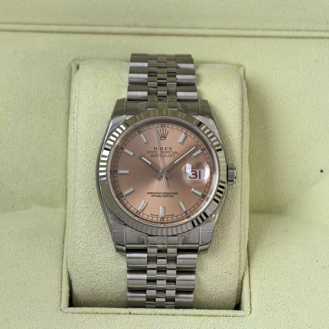 ✦ 劳力士 Rolex 日志型 116234 36毫米 18K白金钢 粉色表盘 自动机械女表