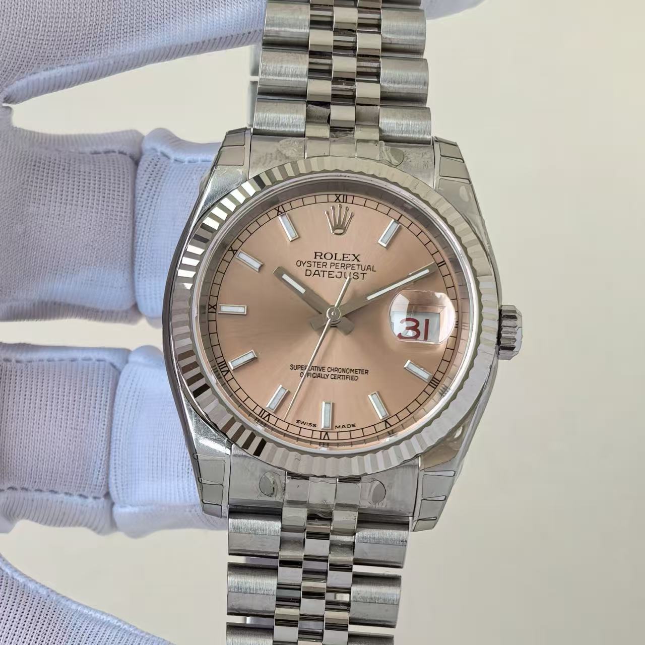 ✦ 劳力士 Rolex 日志型 116234 36毫米 18K白金钢 粉色表盘 自动机械女表