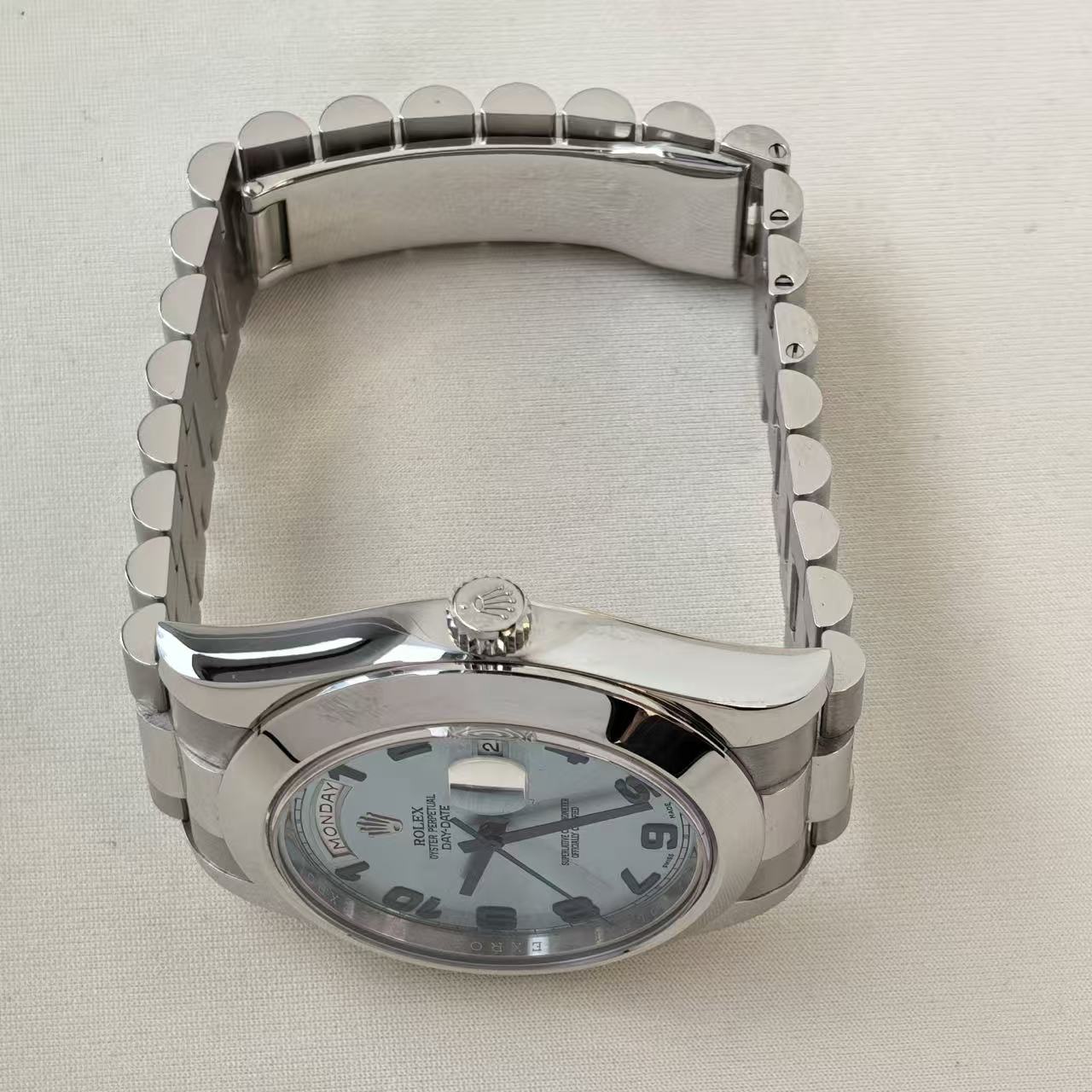 ✦ Rolex Day-Date 218206 41mm 950 Platinum Ice Blue Dial Automatic Mechanical