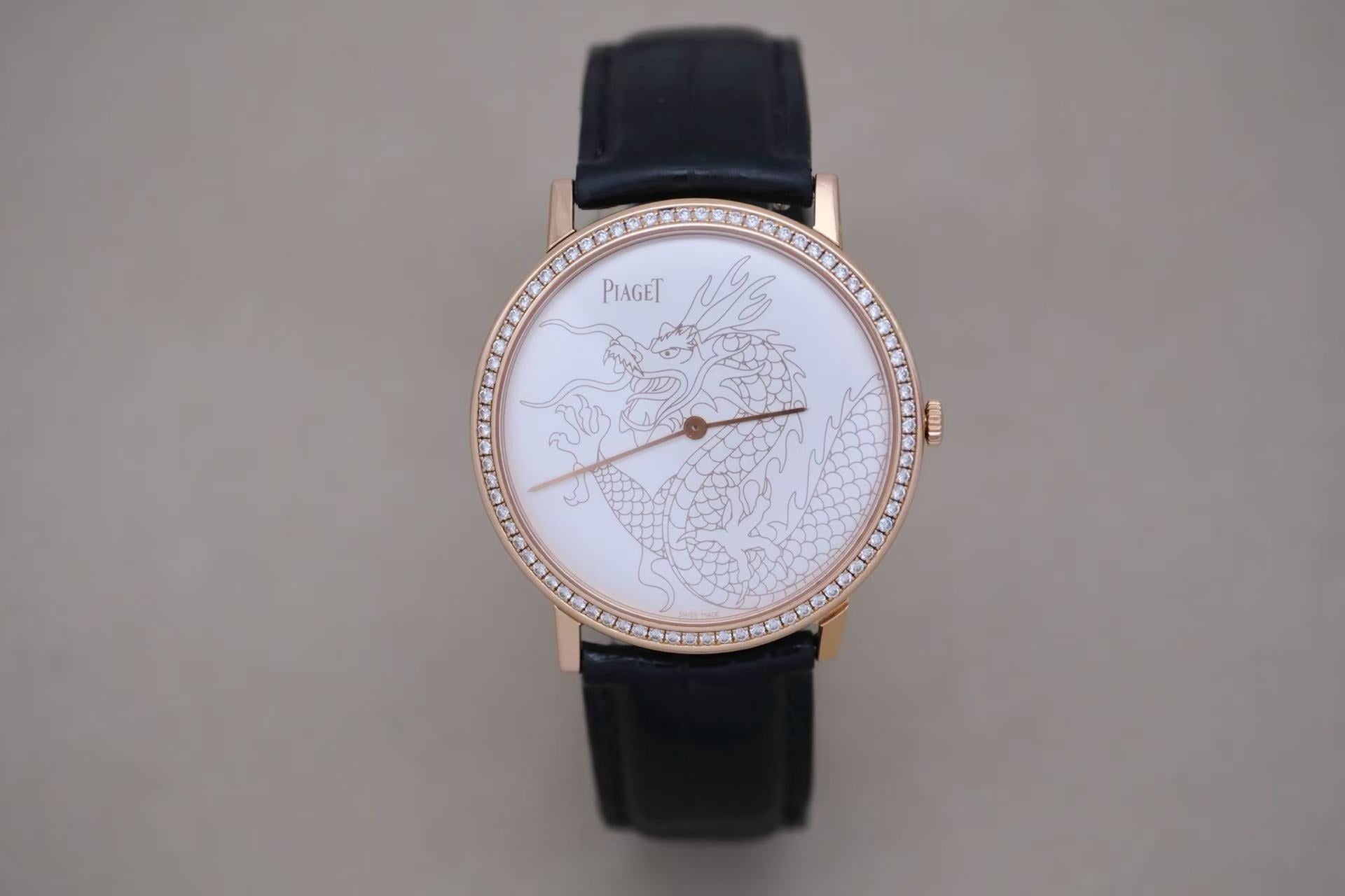 ✦ Piaget Dragon and Phoenix G0A36549 38mm 18K Rose Gold Diamond-Set Bezel Manual Mechanical Watch