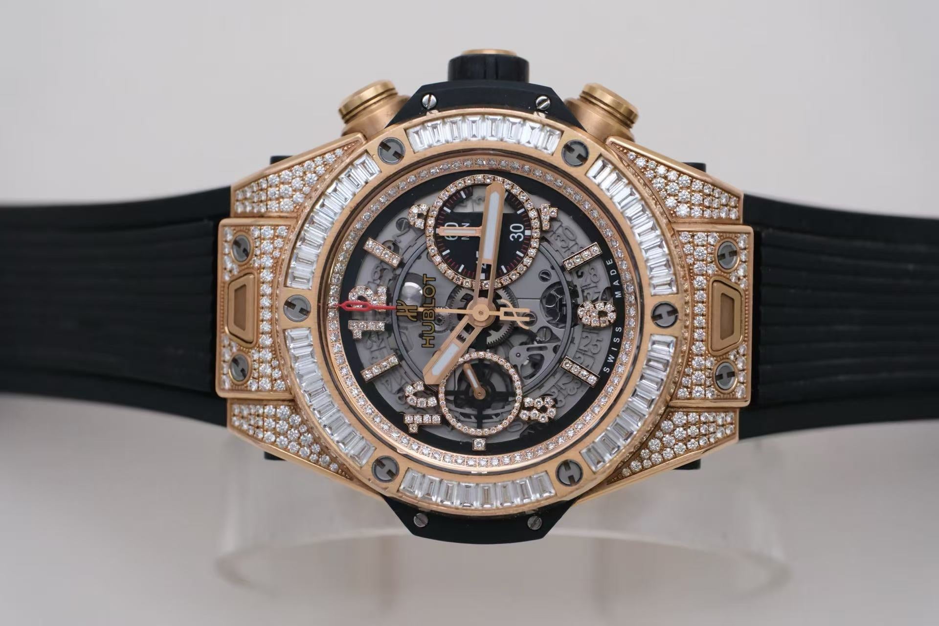 ✦ Hublot Big Bang 411.OX 45mm 18K King Gold Original Square Diamond Bezel Automatic Mechanical Chronograph