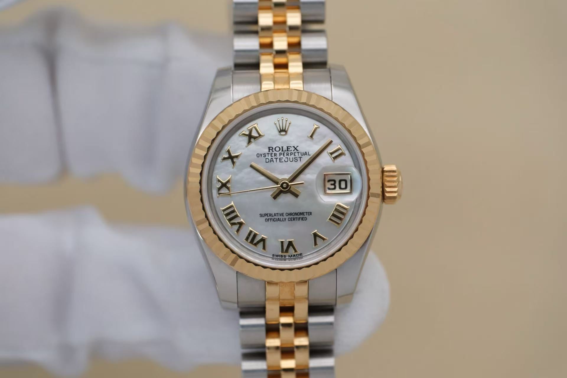 ✦ Rolex Lady-Datejust 179173 26mm Two-Tone Mother-of-Pearl Dial Roman numerals Automatic Mechanical Watch