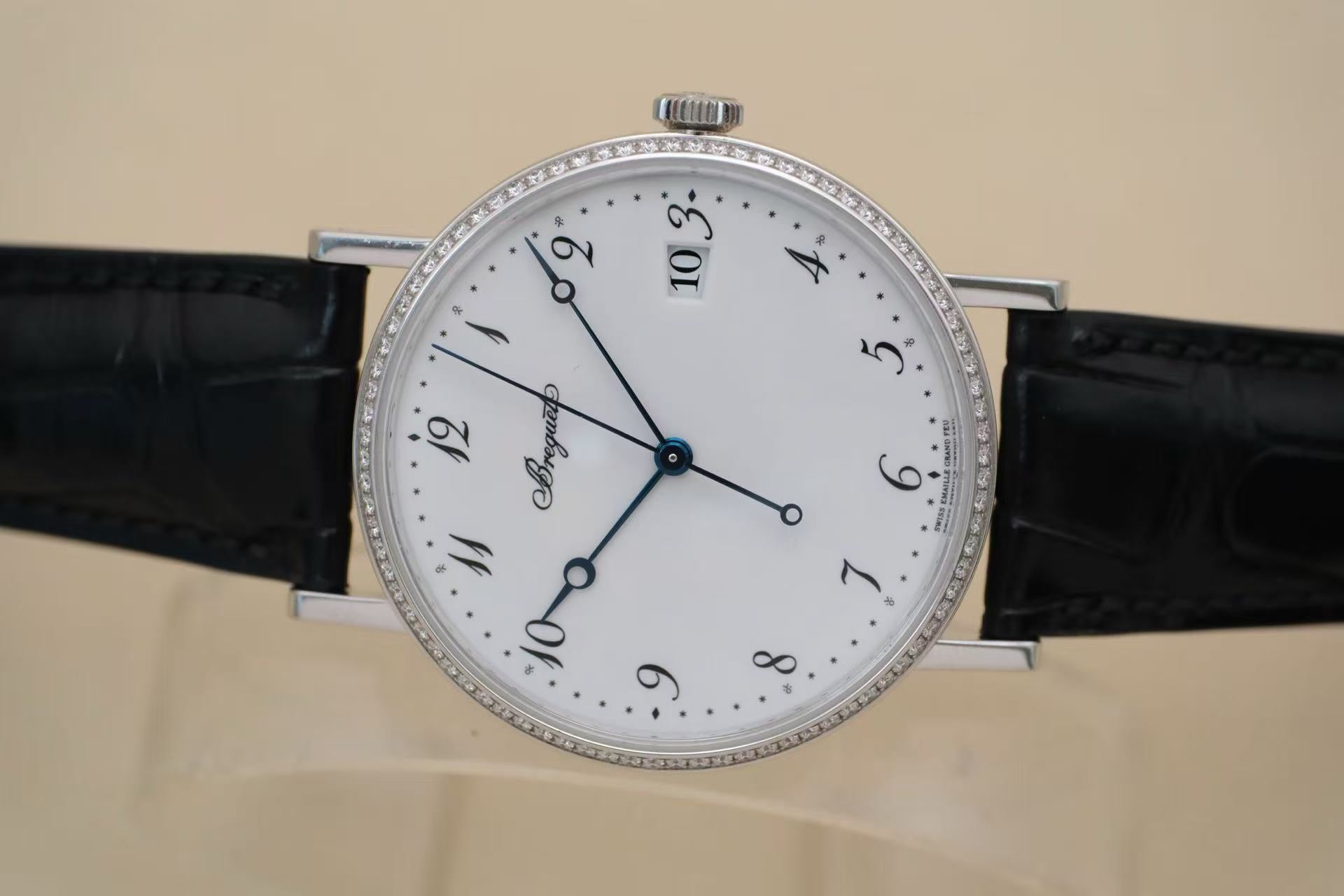 ✦ 宝玑 Breguet 经典系列 5178BB 38毫米 18K白金 珐琅盘 镶钻 自动机械