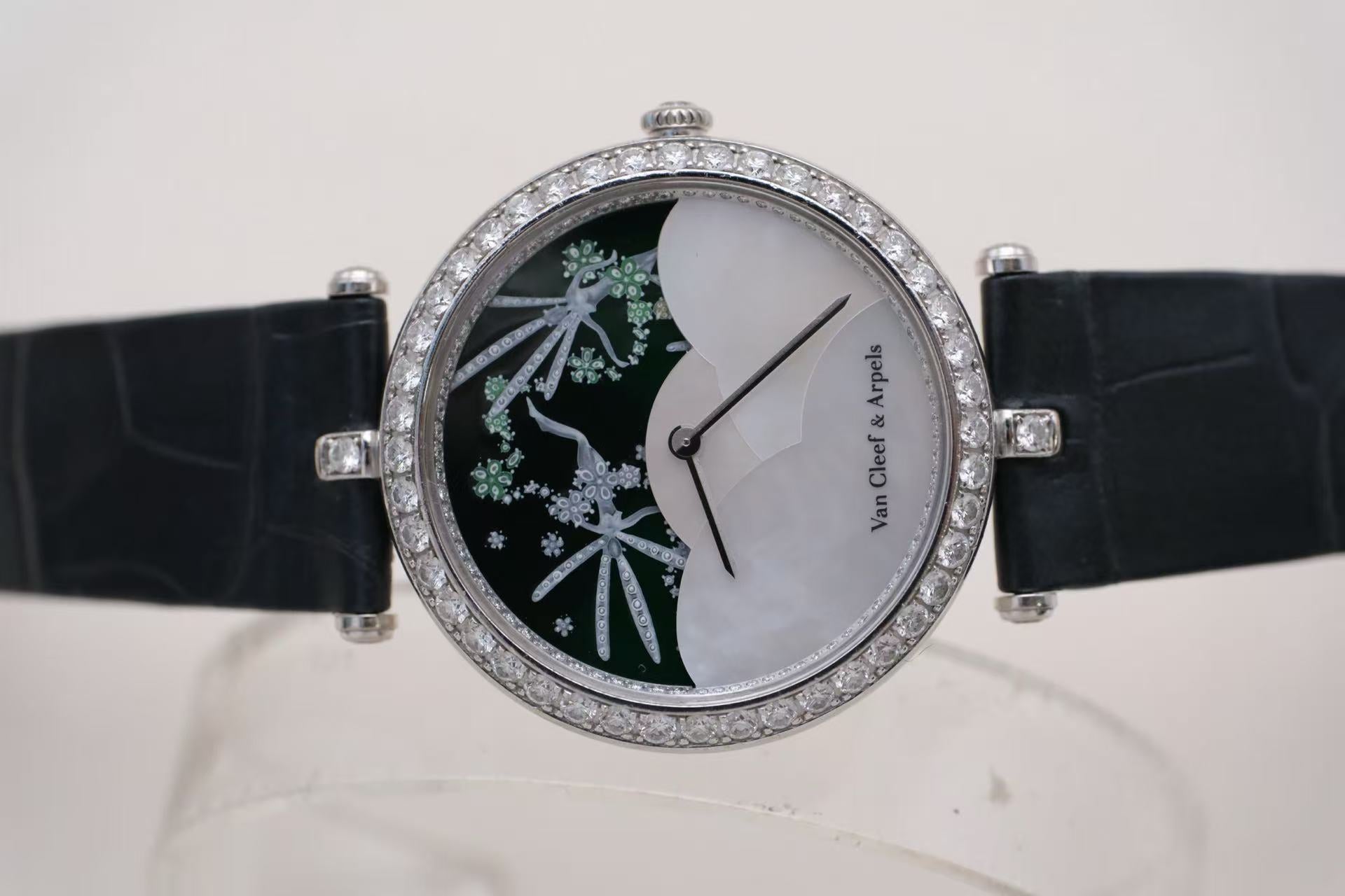 ✦ Van Cleef & Arpels VCA Poetic Complications VCARF51900 Fairy Flower 36mm 18K White Gold Enamel Dial