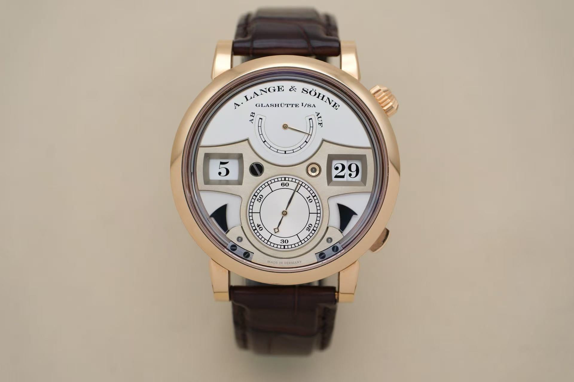 ✦ A. Lange & Söhne Owl 145.032 44.2mm 18K Rose Gold Jumping Marker, Winding Manual Mechanical