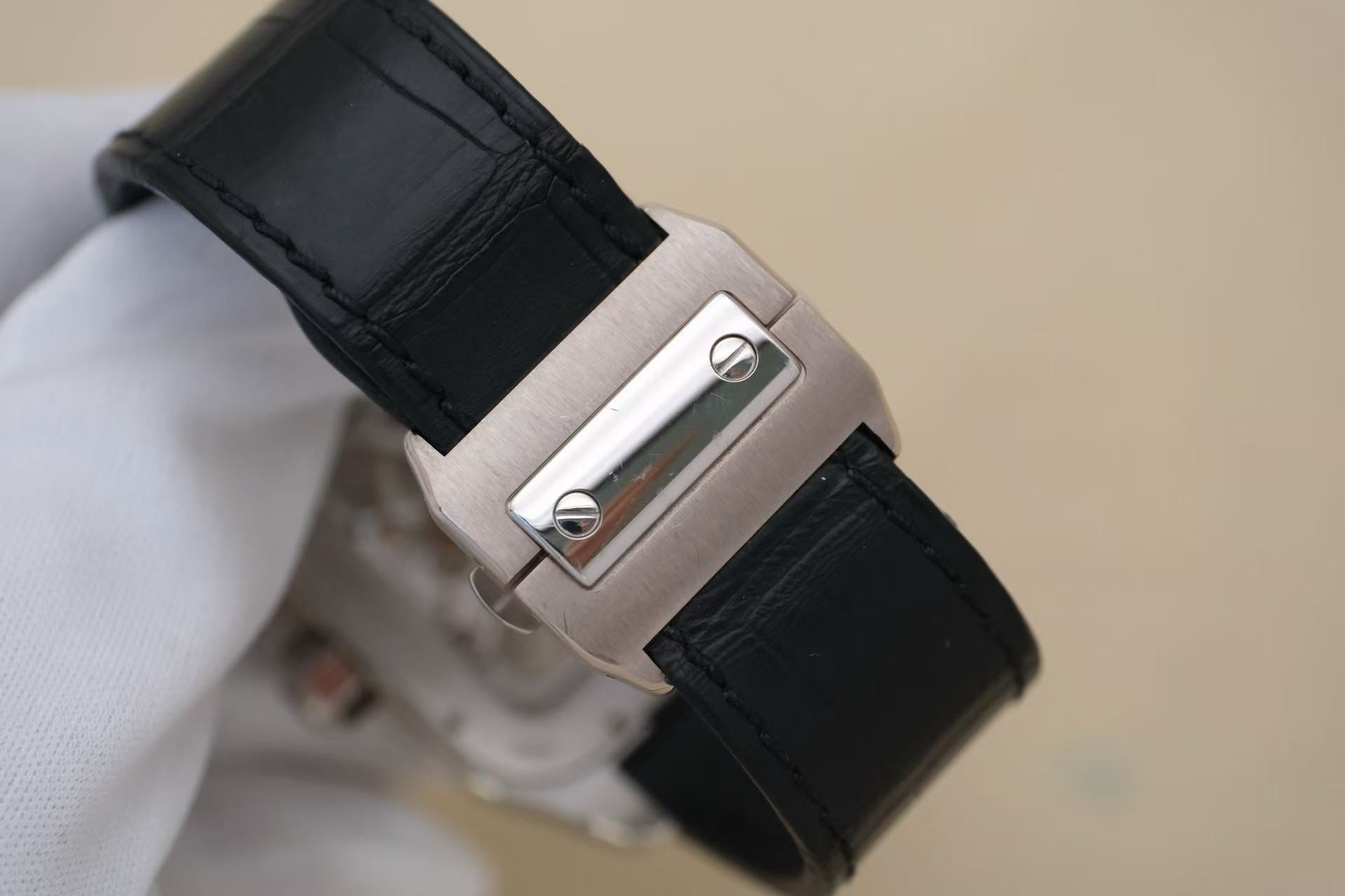 ✦ Cartier Santos W2020018 46.5x54.9 mm 950 Platinum Skeleton Manual Mechanical