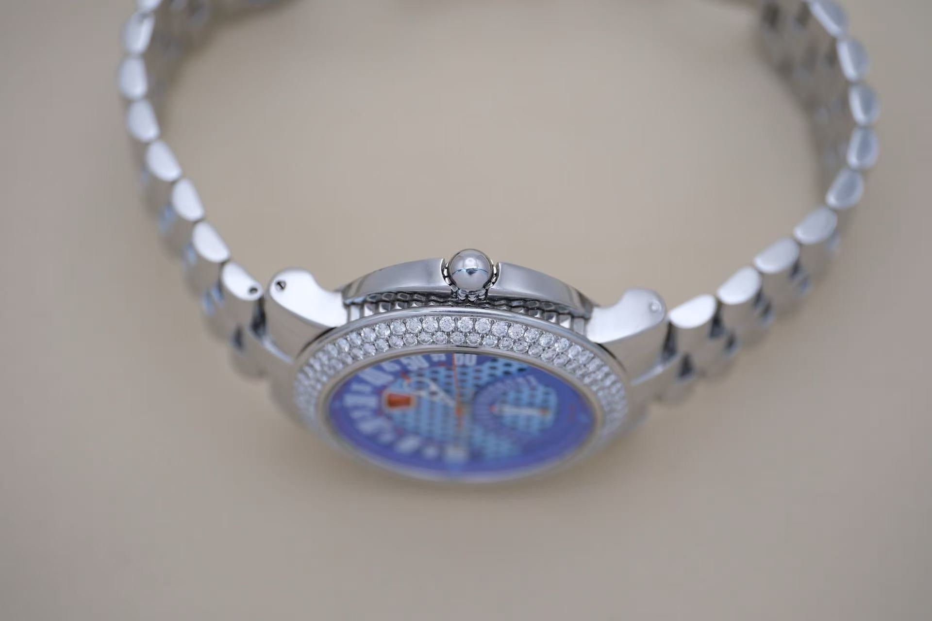 ✦ Independent watchmaking master Gerald Genta 45mm stainless steel double diamond bezel retrograde automatic mechanical watch