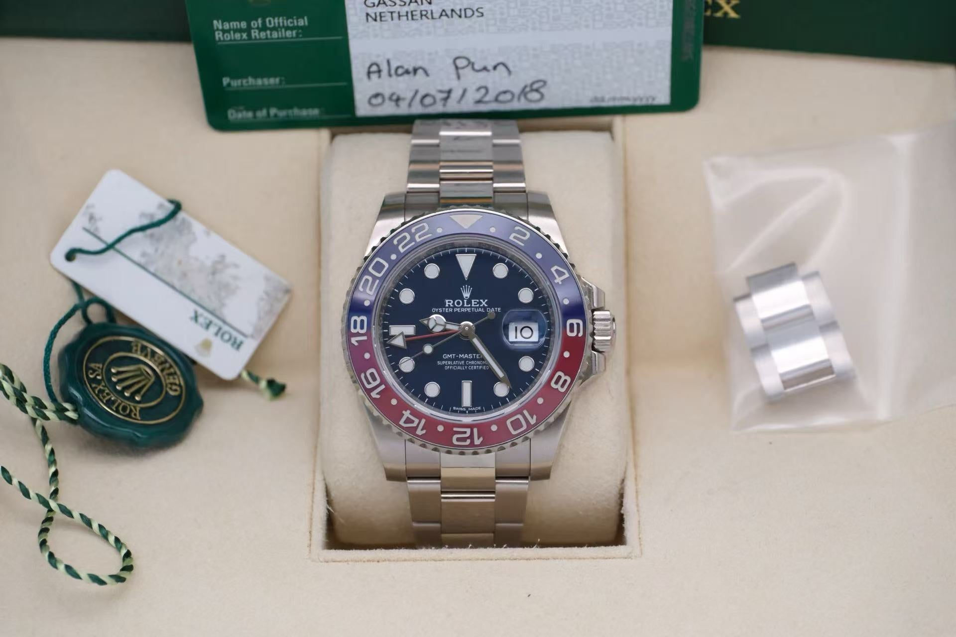 ✦ Rolex GMT-Master II 116719 40mm 18K White Gold Rare Blue Dial Pepsi Bezel