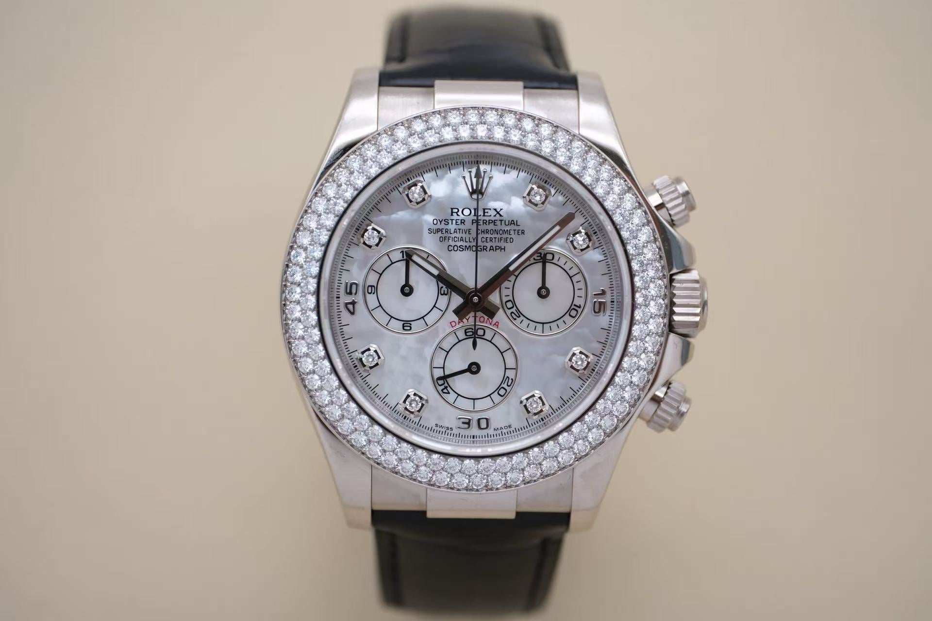 ✦ Rolex Cosmograph Daytona 116589 RBR8 40mm 18K White Gold Mother-of-Pearl Diamond Automatic Mechanical