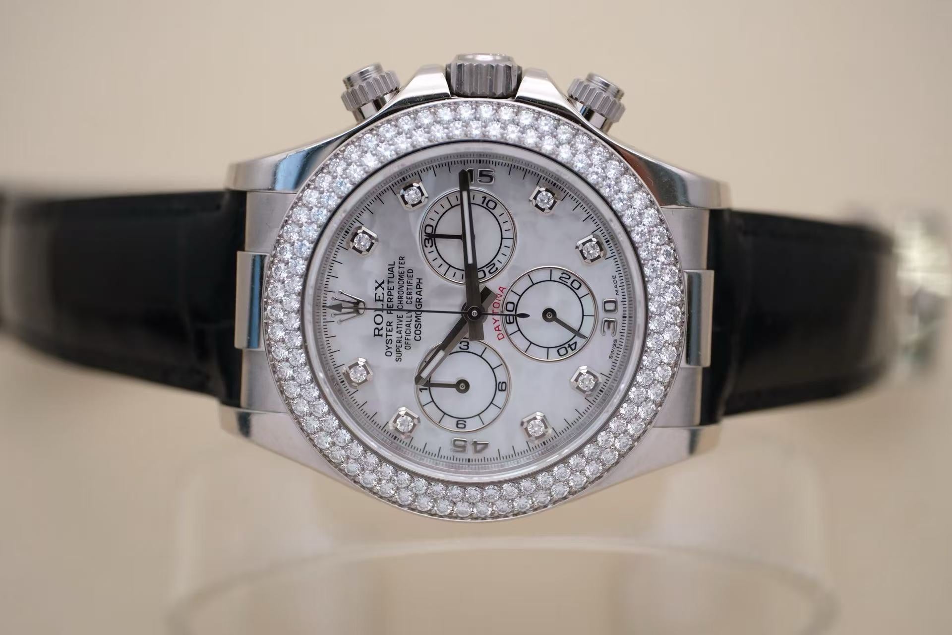 ✦ Rolex Cosmograph Daytona 116589 RBR8 40mm 18K White Gold Mother-of-Pearl Diamond Automatic Mechanical