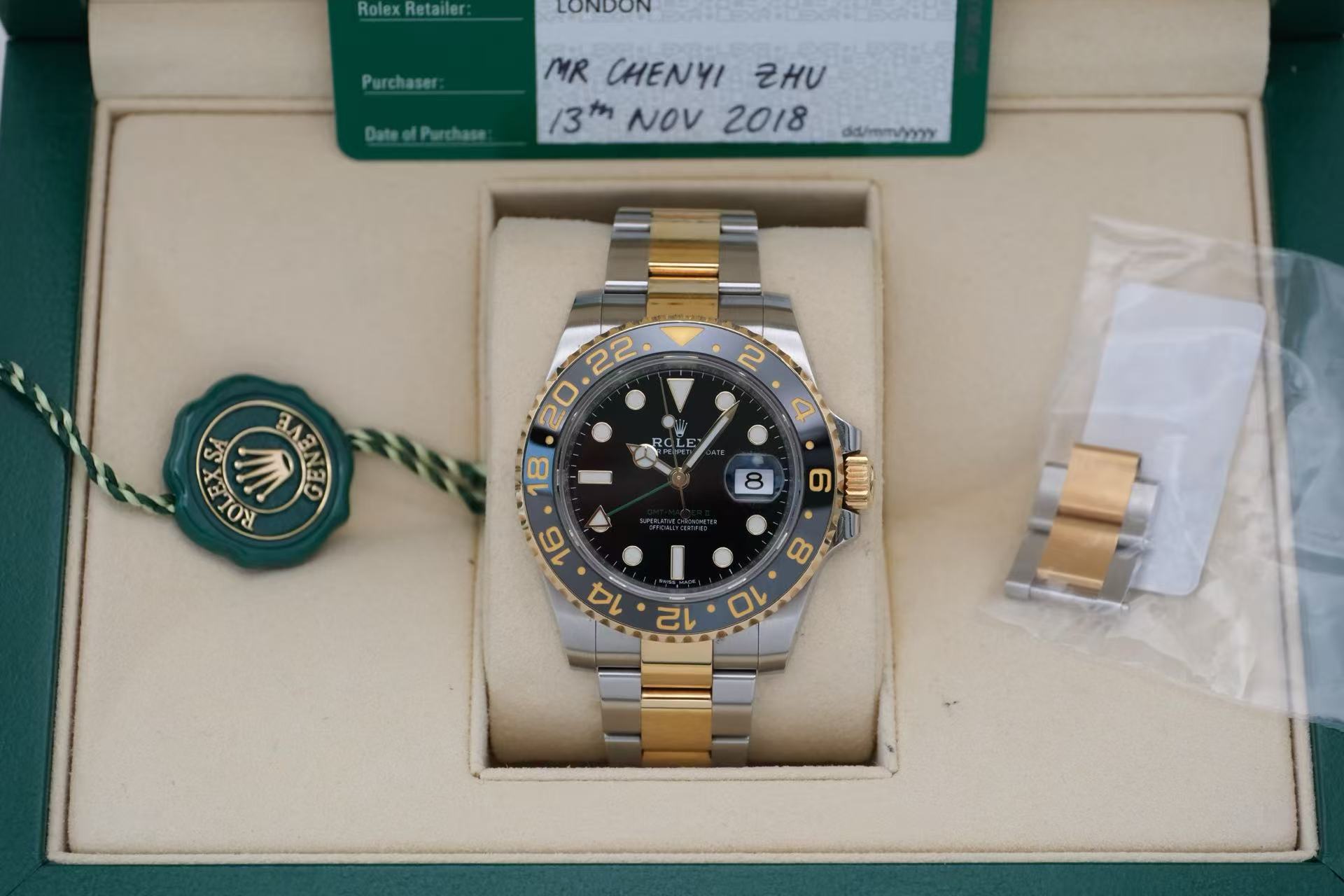 ✦ 劳力士 Rolex 格林尼治型 II 116713LN 40毫米 18K黄金间钢 小绿针 自动机械