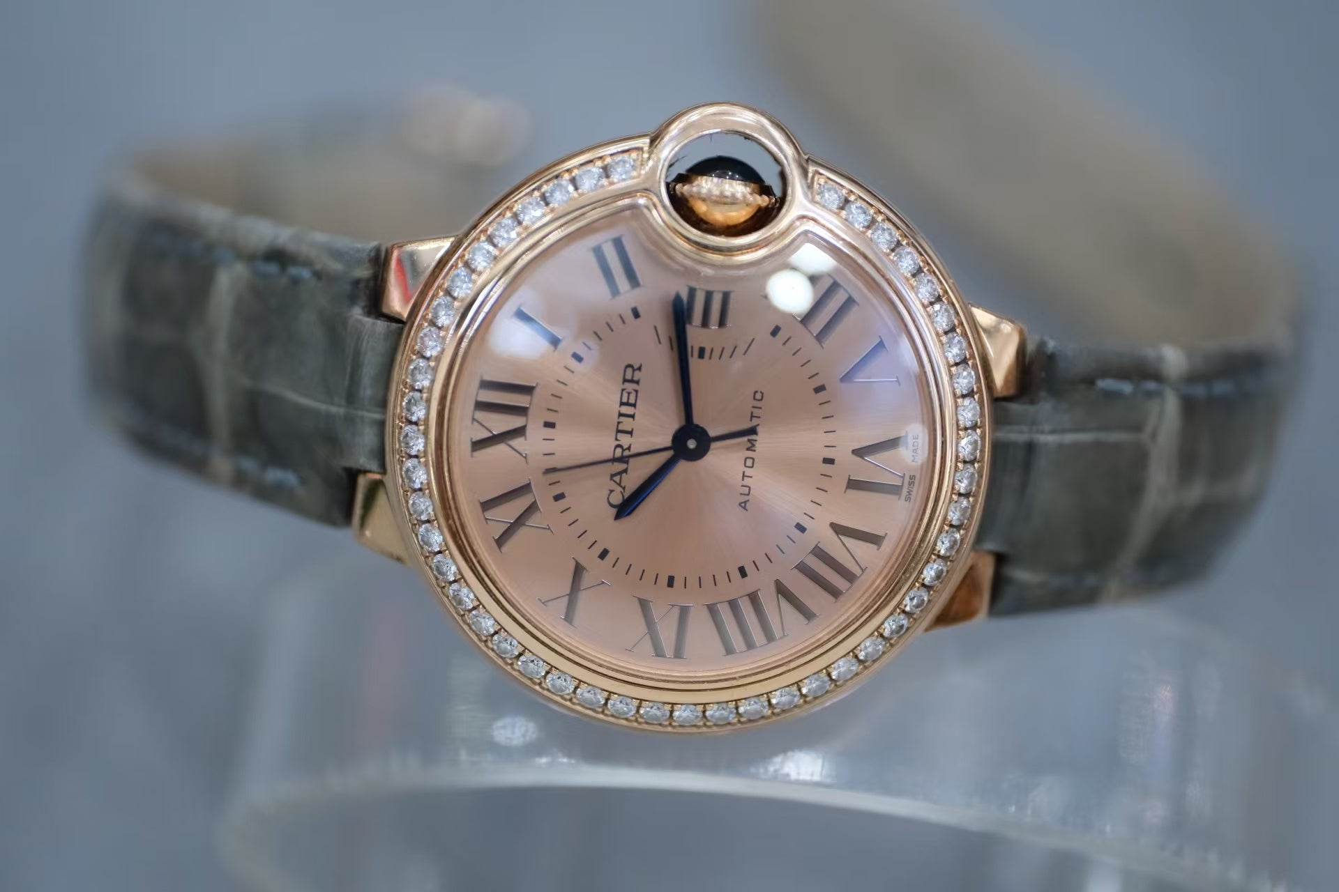 ✦ 卡地亚 Cartier 蓝气球 WJBB0076 33毫米 18K玫瑰金 镶钻 自动机械
