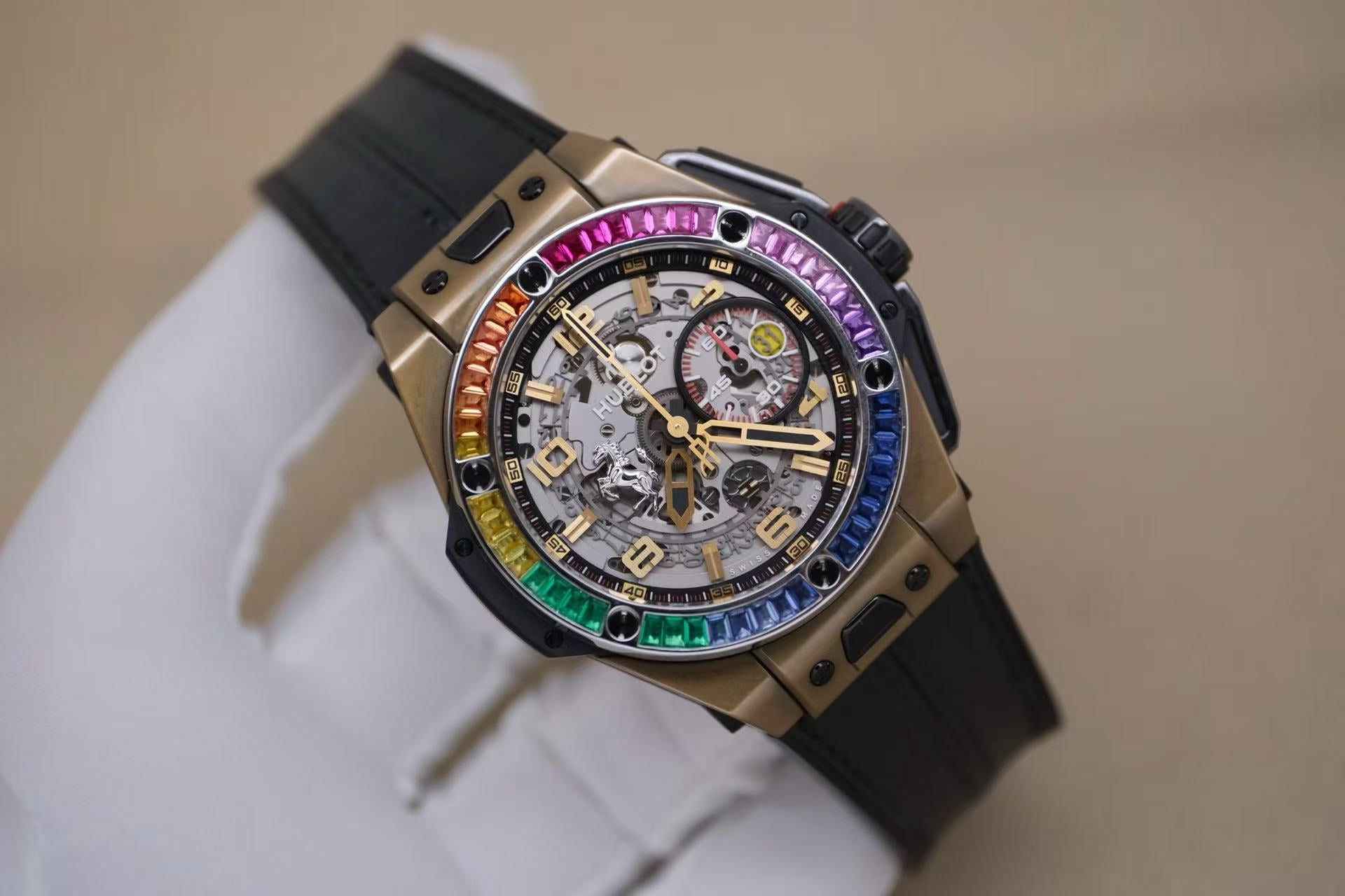 ✦ 宇舶 Hublot 经典融合 401.MX 45毫米 钛金属 限量款 后镶彩虹圈 自动机械