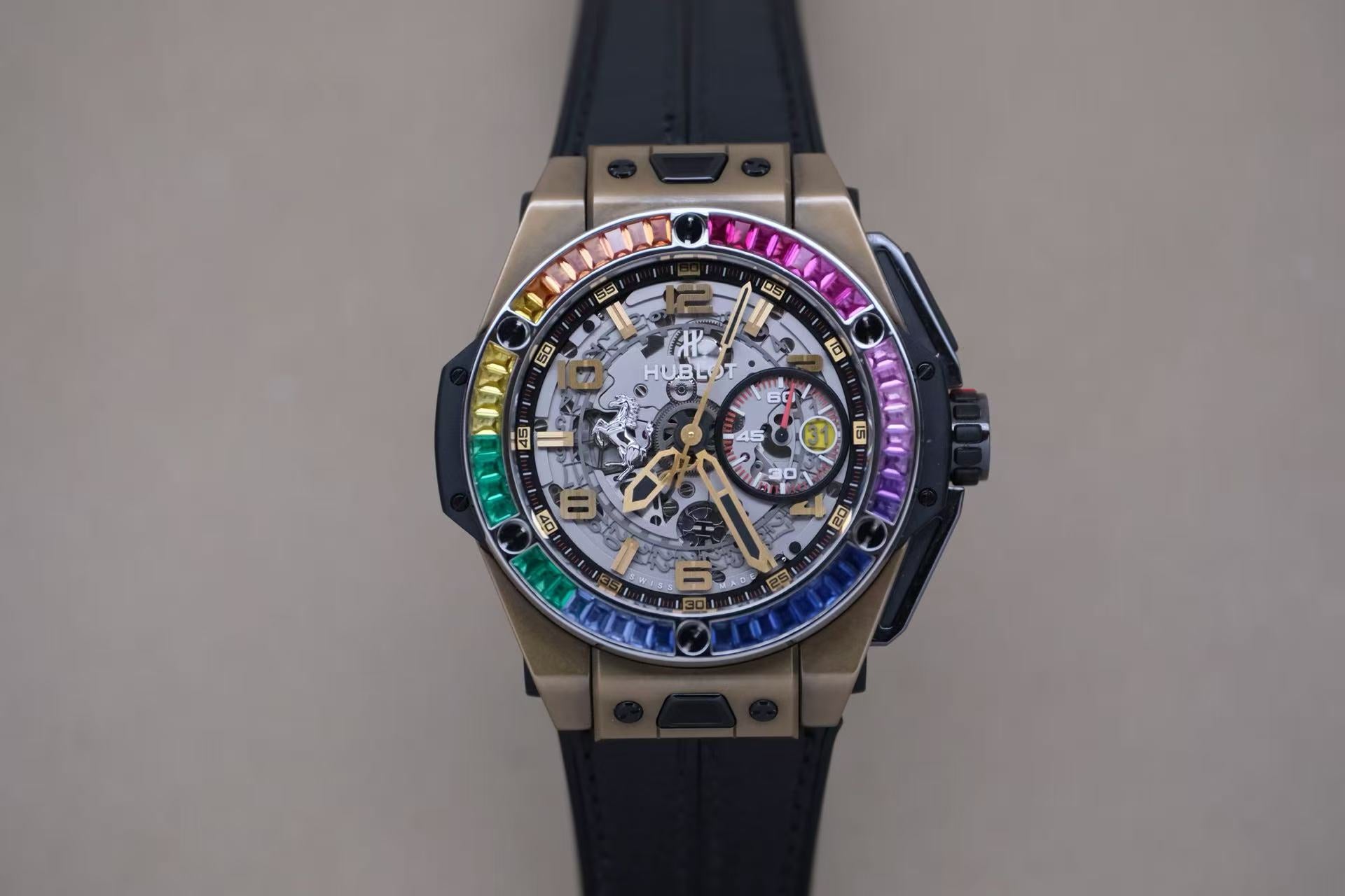 ✦ 宇舶 Hublot 经典融合 401.MX 45毫米 钛金属 限量款 后镶彩虹圈 自动机械