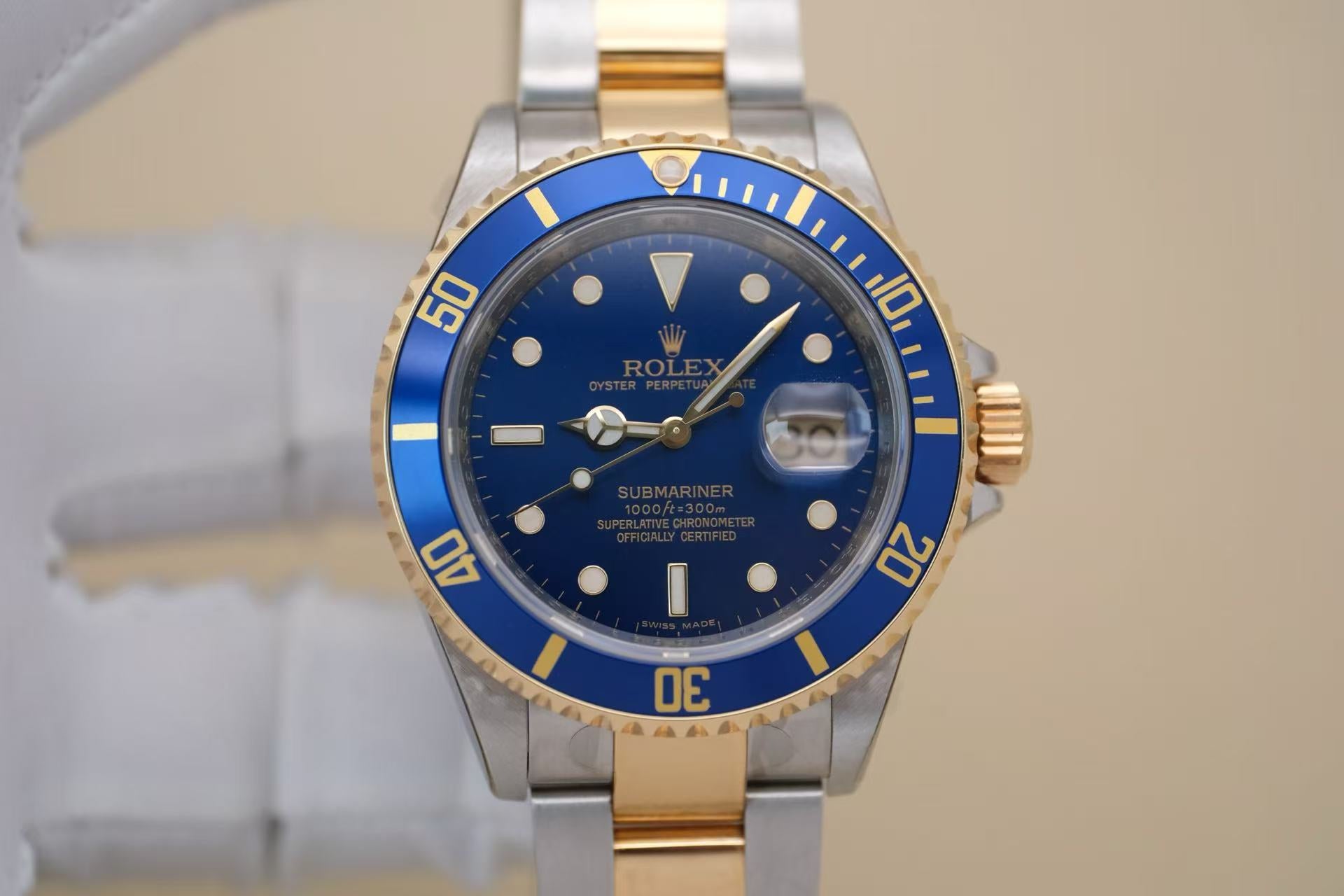 ✦ 劳力士 Rolex 潜航者型 16613LB 40毫米 18K黄金间钢 铝圈 间金蓝鬼 全膜库存
