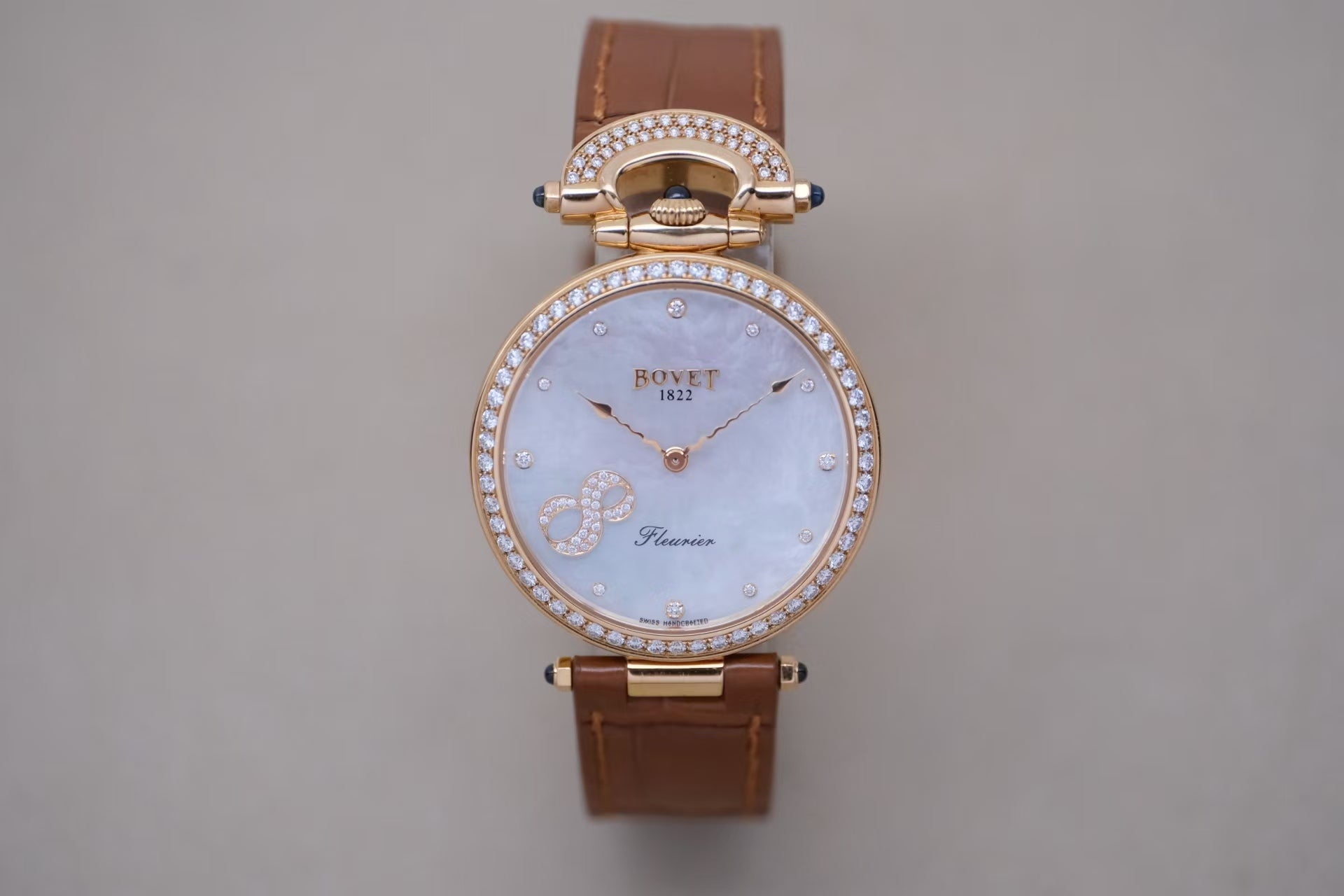 ✦ 播威 BOVET 1822 Fleurier 34毫米 18K玫瑰金 镶钻 贝母盘 自动机械