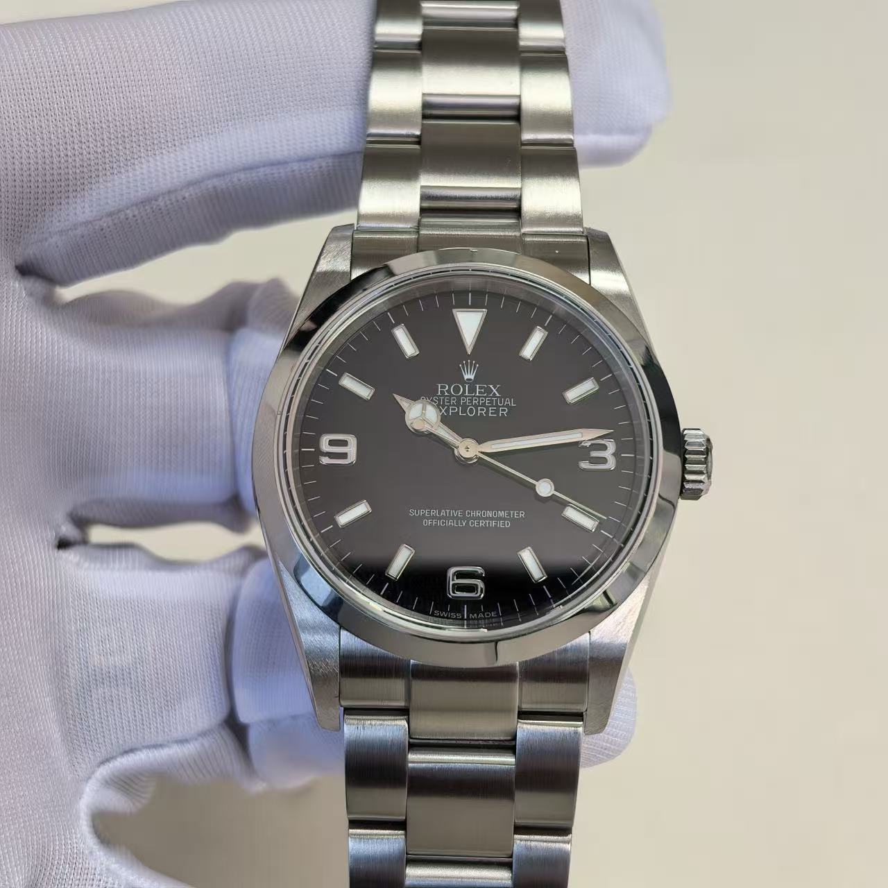 ✦ Rolex Explorer I 114270 Black Dial 36mm Stainless Steel 2007 Complete Set (Full Length)