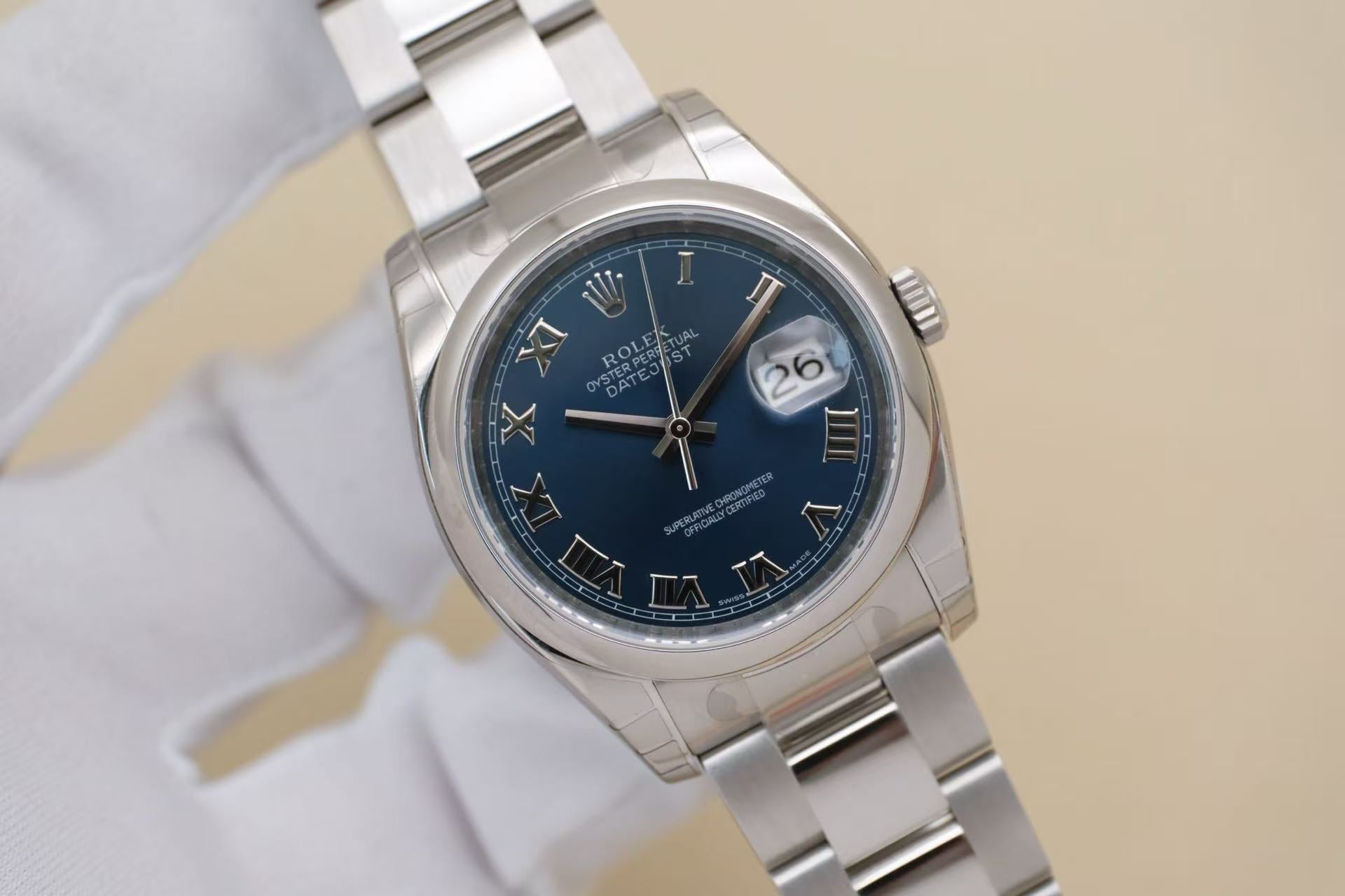✦ 劳力士 Rolex 日志型 Datejust 36mm 116200 蓝盘罗马时标 2008年库存全膜未使用