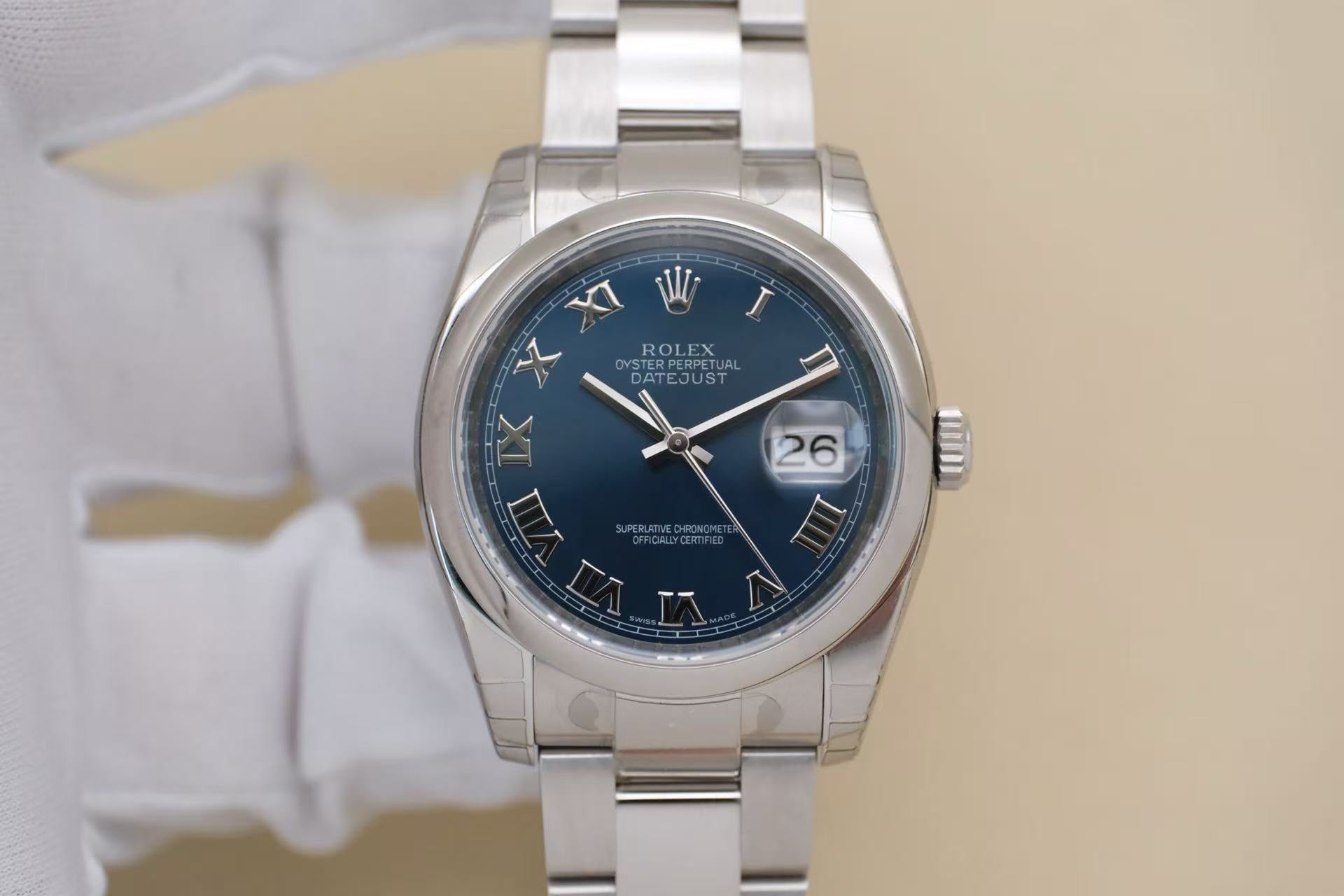 ✦ 劳力士 Rolex 日志型 Datejust 36mm 116200 蓝盘罗马时标 2008年库存全膜未使用