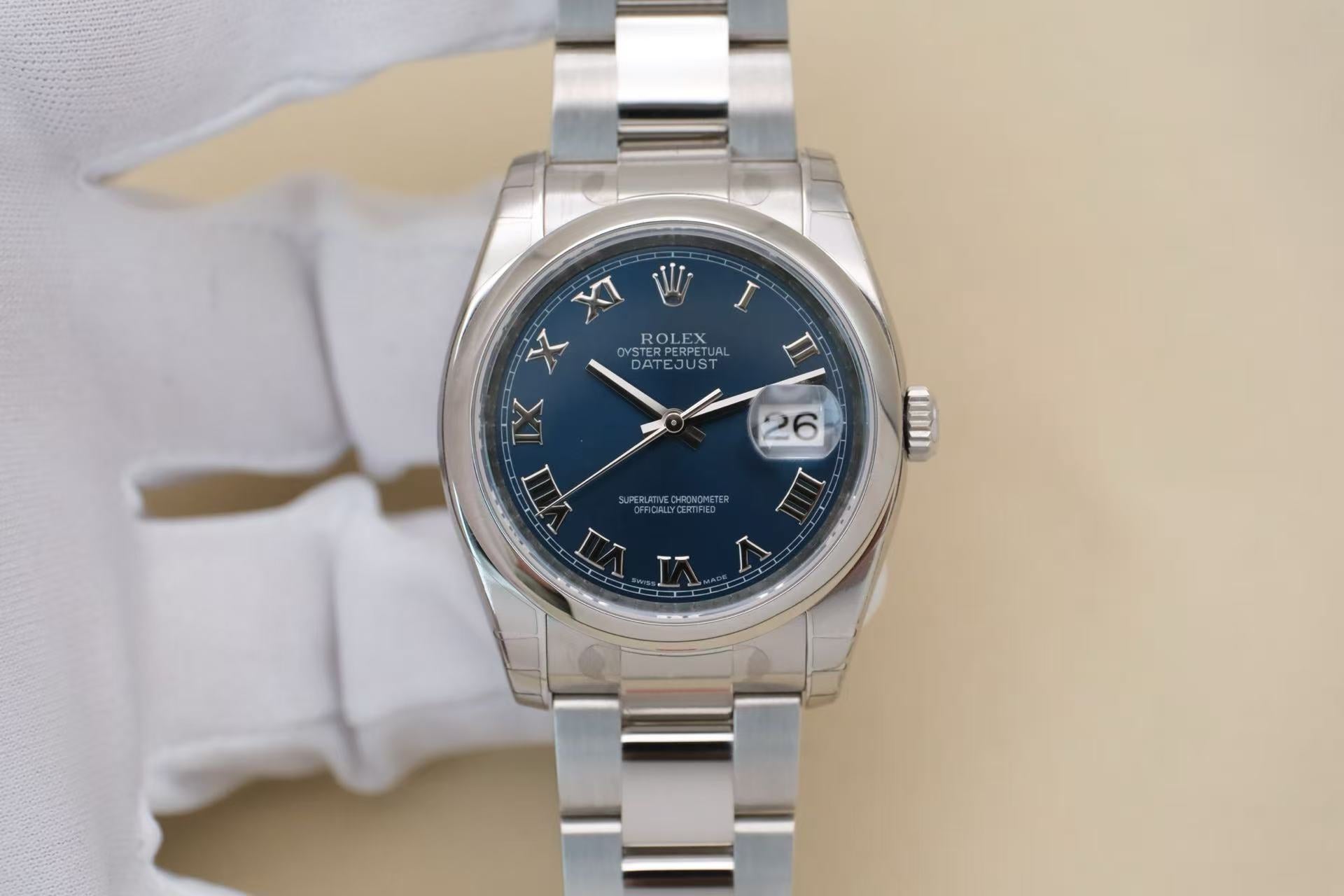 ✦ 劳力士 Rolex 日志型 Datejust 36mm 116200 蓝盘罗马时标 2008年库存全膜未使用