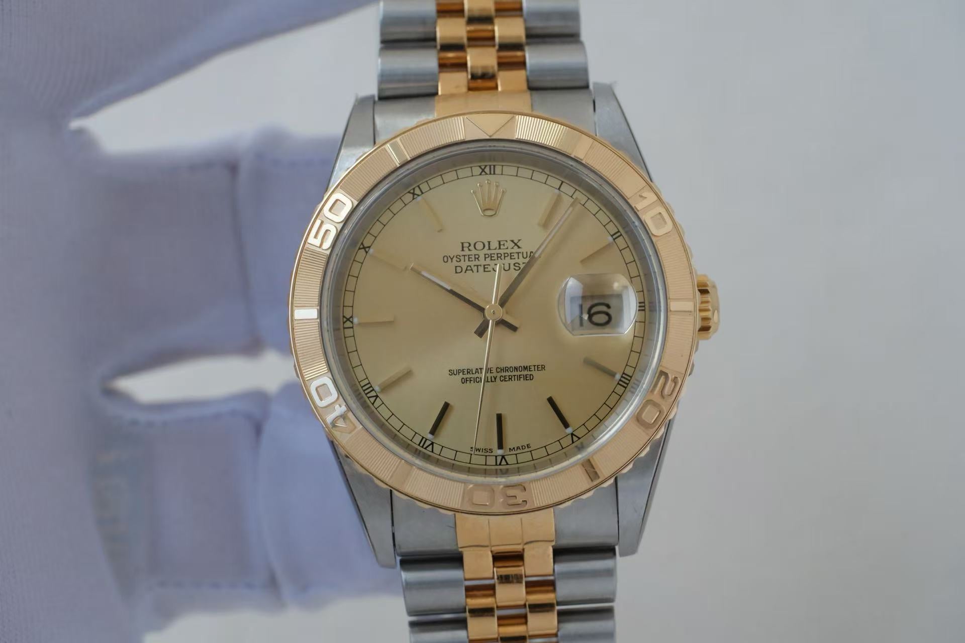 ✦ 劳力士 Rolex 日志型 "爬山虎" 16263 间金 香槟盘 36mm K字头 库存未使用全套 (带膜)