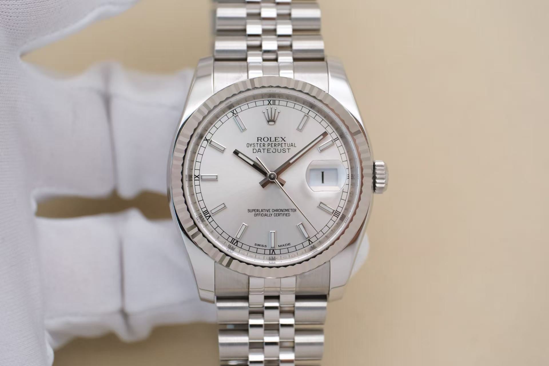✦ 劳力士 Rolex 日志型 Datejust 36mm 116234 18K白金狗牙圈 白盘 2012年全套未使用 (隐藏扣)