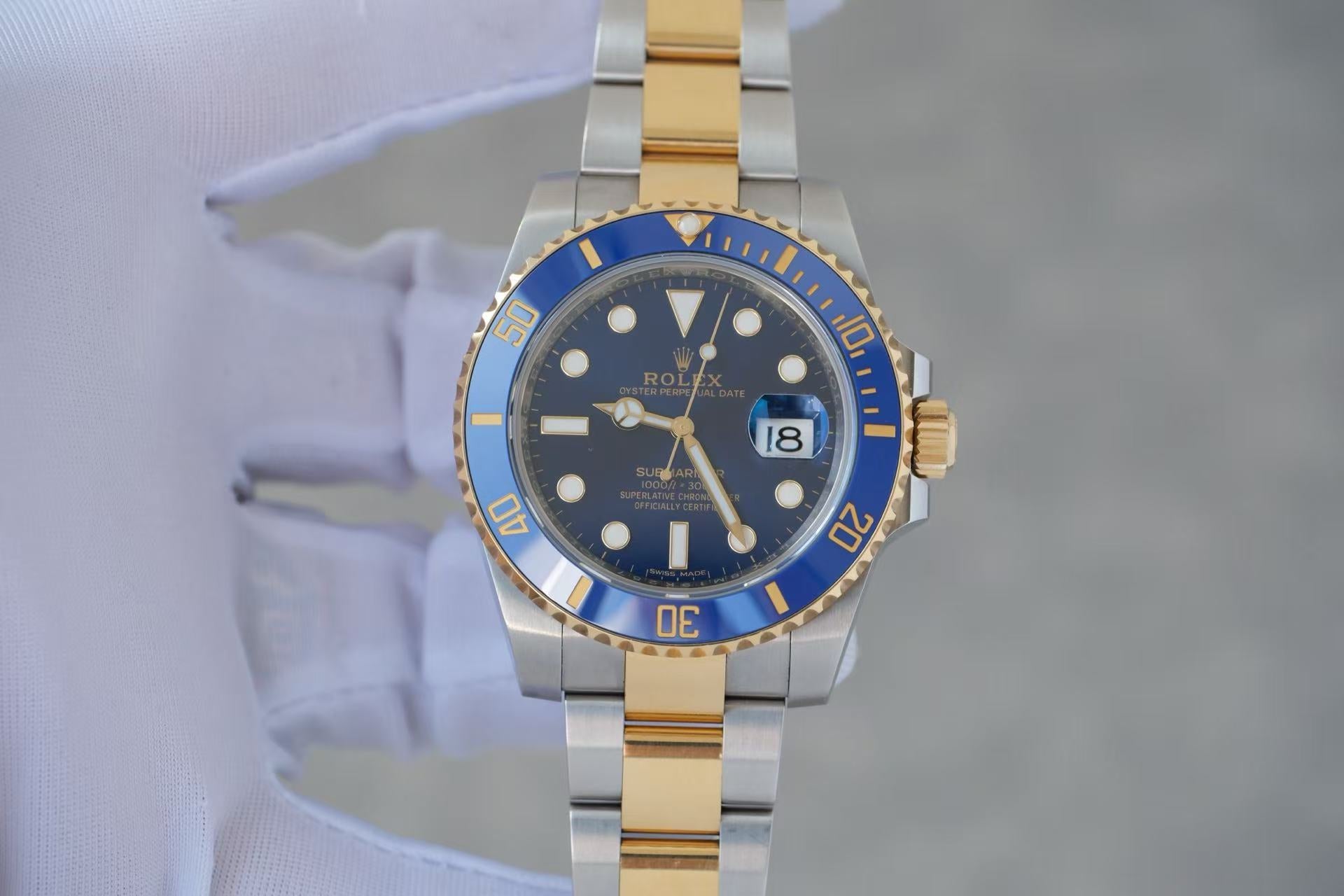 ✦ 劳力士 Rolex 潜航者型 Submariner 116613LB 二代间金蓝水鬼 40mm 2020年全套