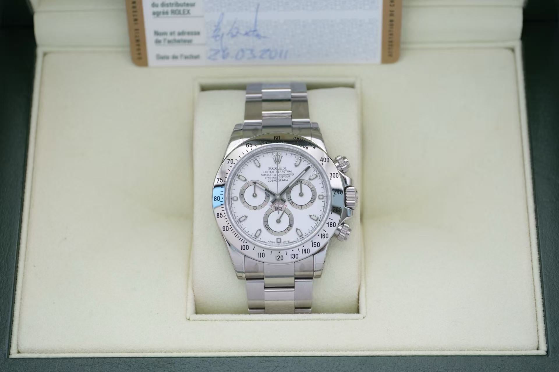 ✦ Rolex Daytona 116520 White Dial 2011 Full Stickers Unused Pristine Condition